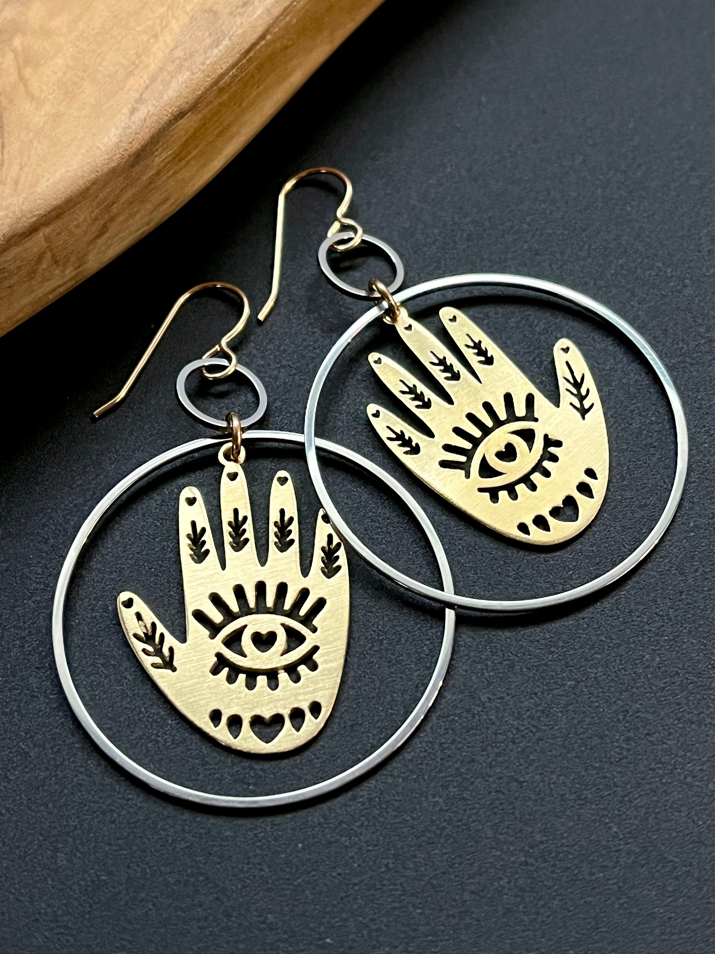•CHIROMANTIC• mixed metal dangle earrings
