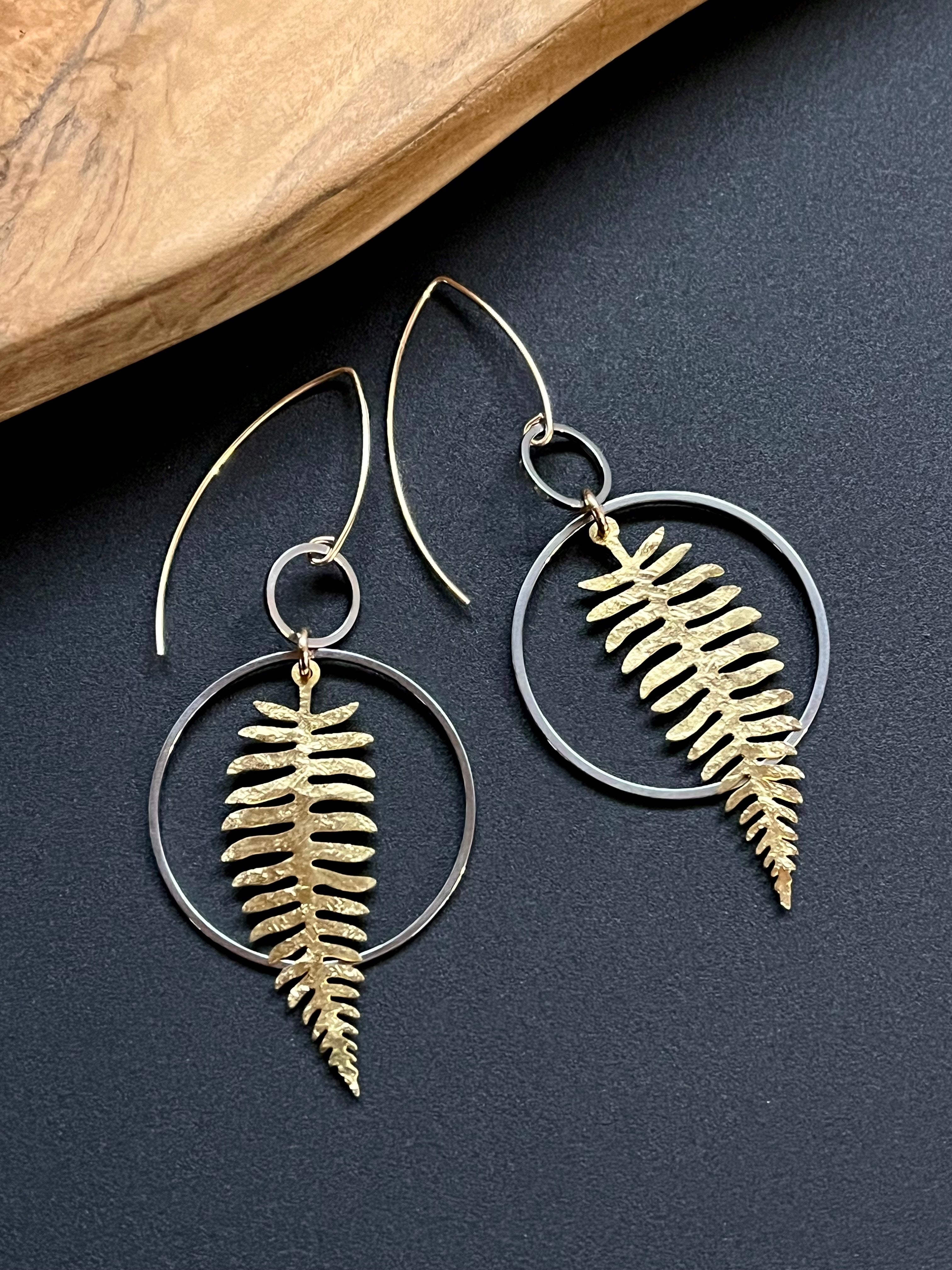 •FERN GULLY• mixed metal dangle earrings