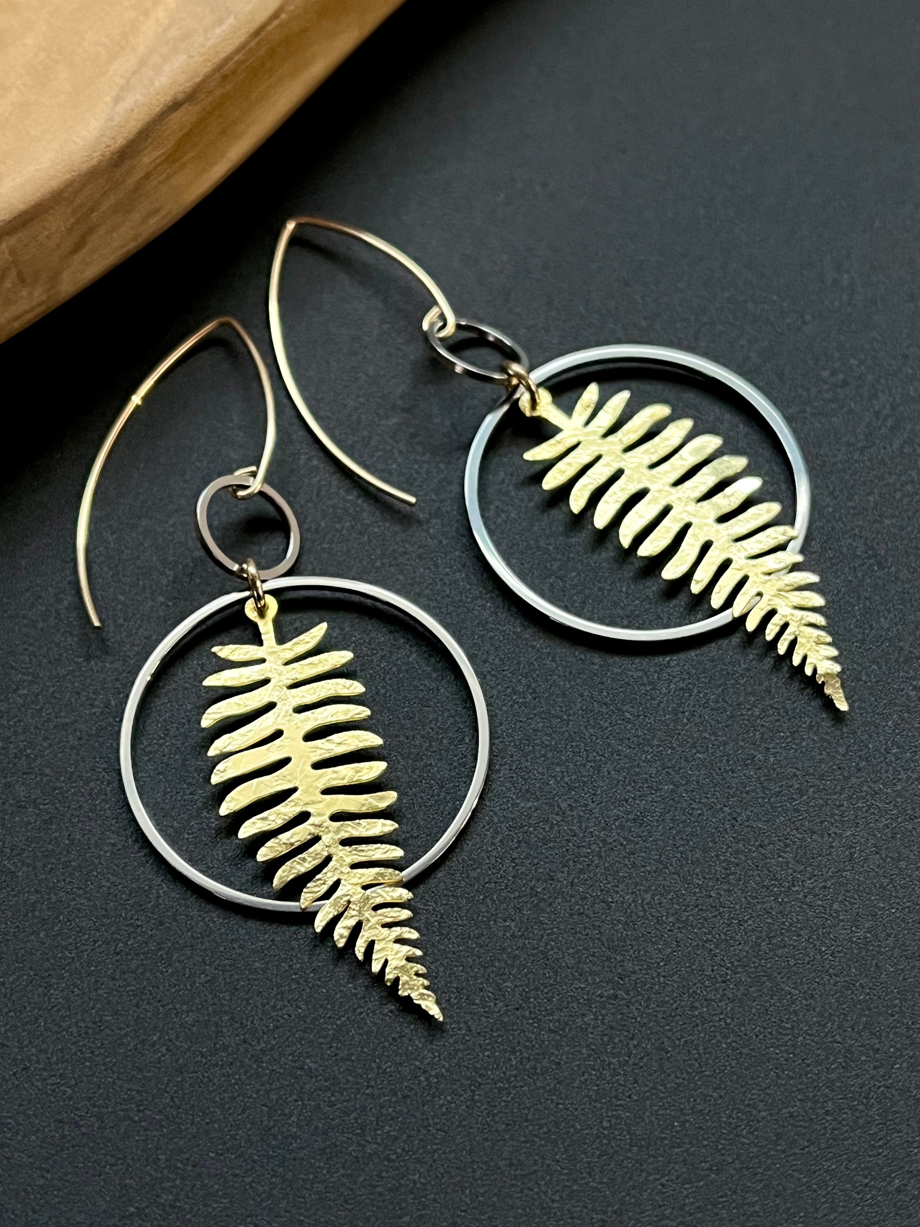 •FERN GULLY• mixed metal dangle earrings