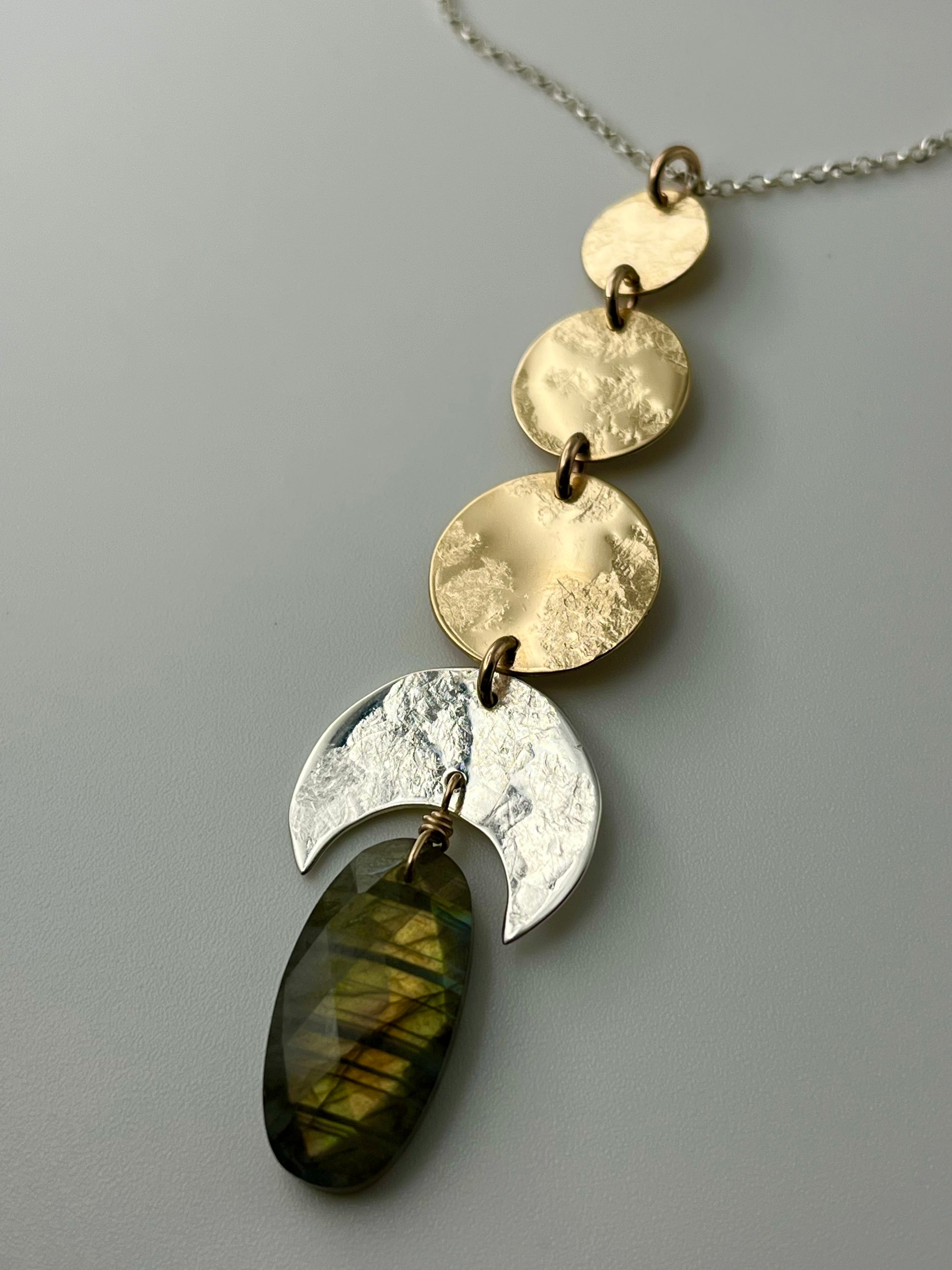 •NYX• rutilated quartz + labradorite mixed metal necklace (18