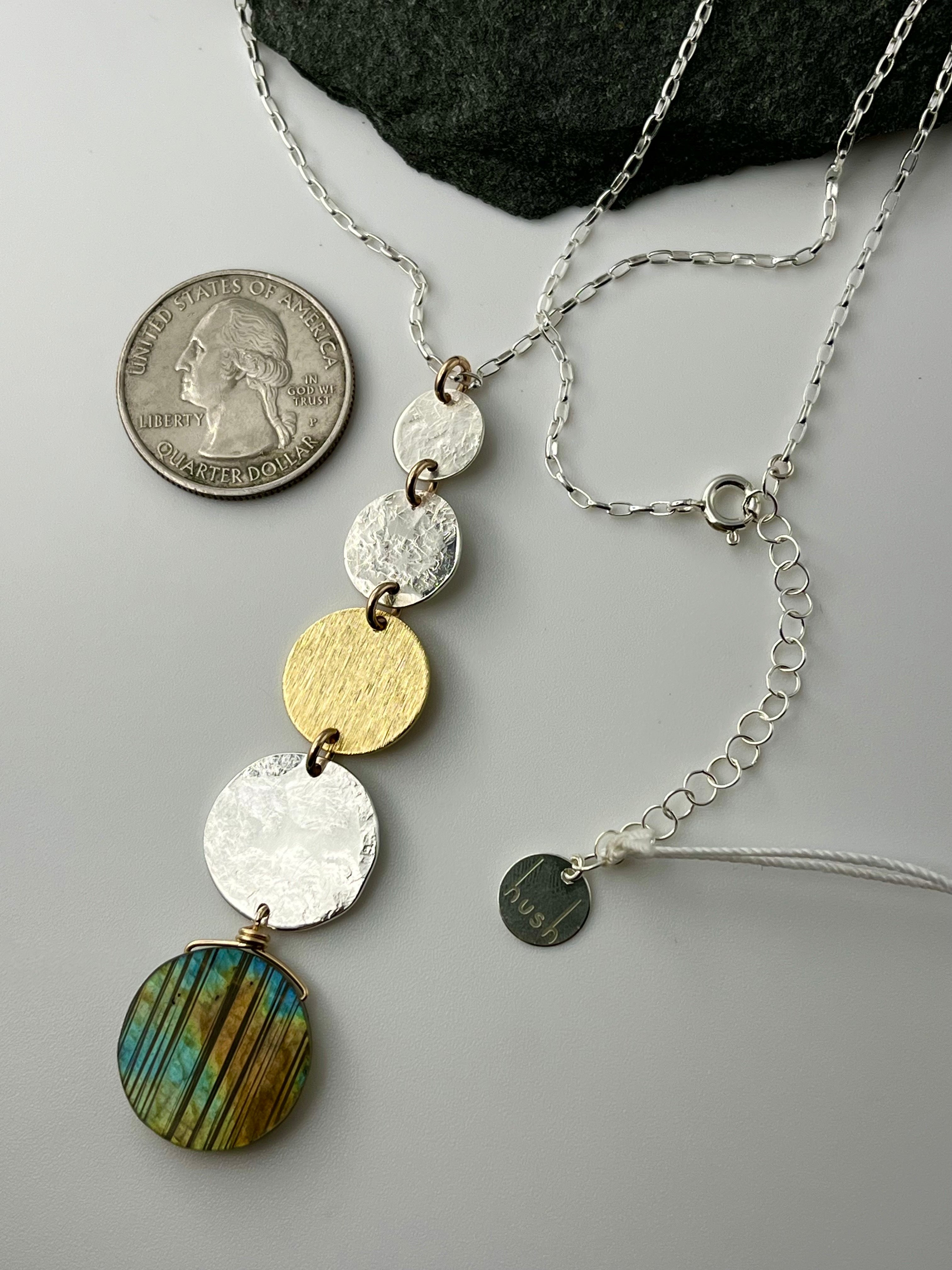•NYX• labradorite + moon stack mixed metal necklace (26"-28" long)