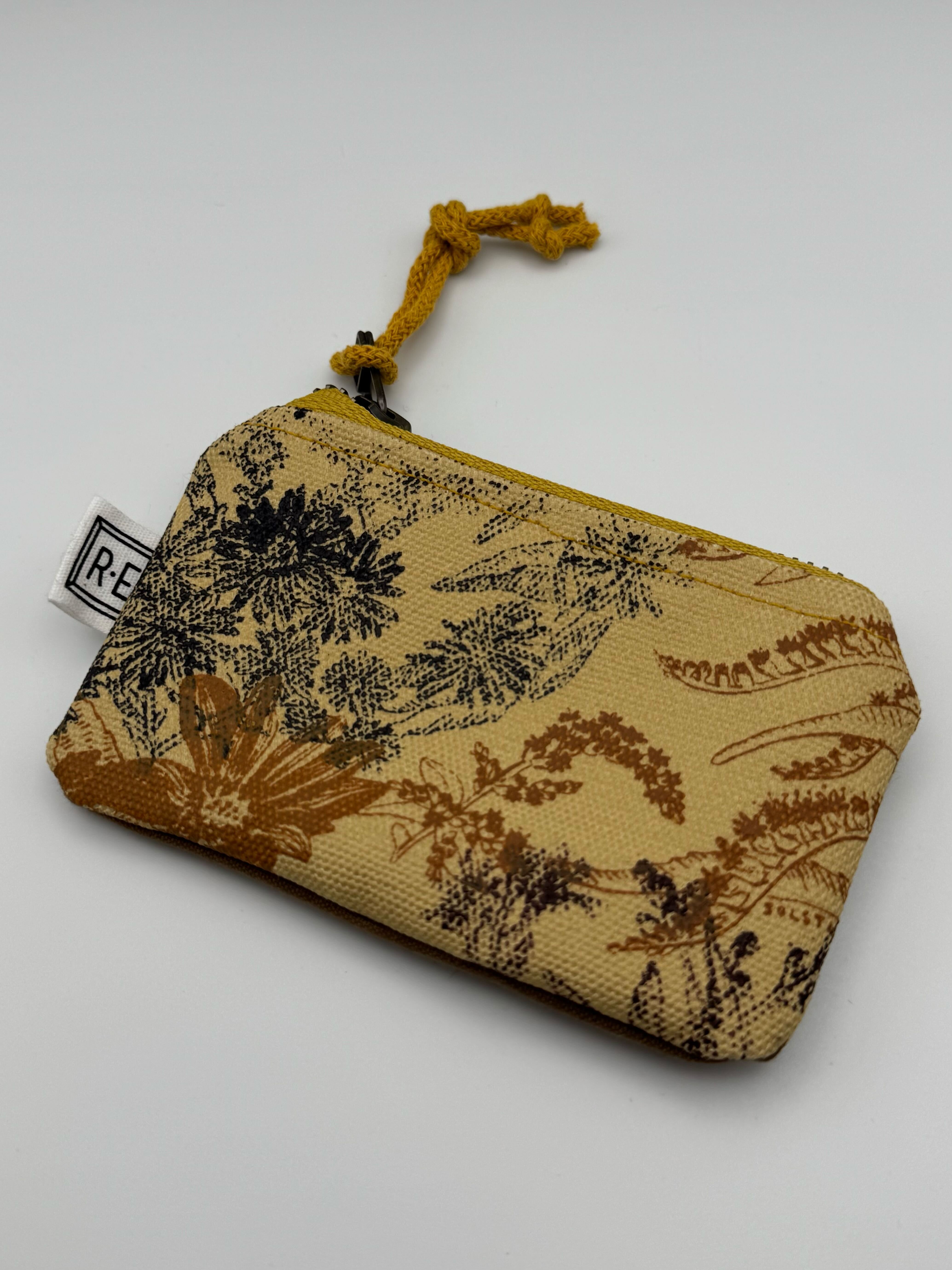 •CARD POUCH - WILDFLOWERS• waxed canvas bag