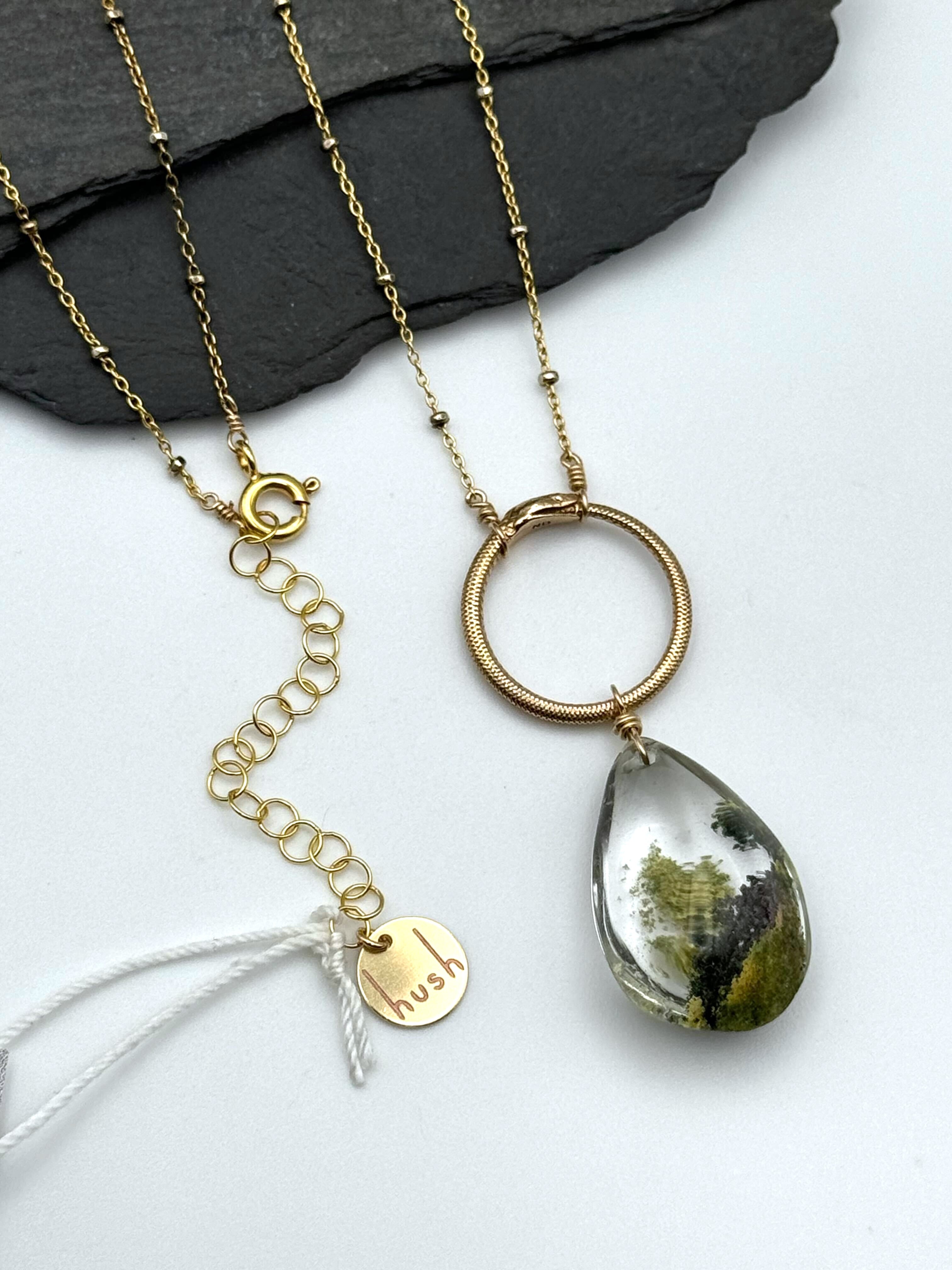 •SUEÑO• lodolite + ouroboros + gold necklace (18"-20" long)