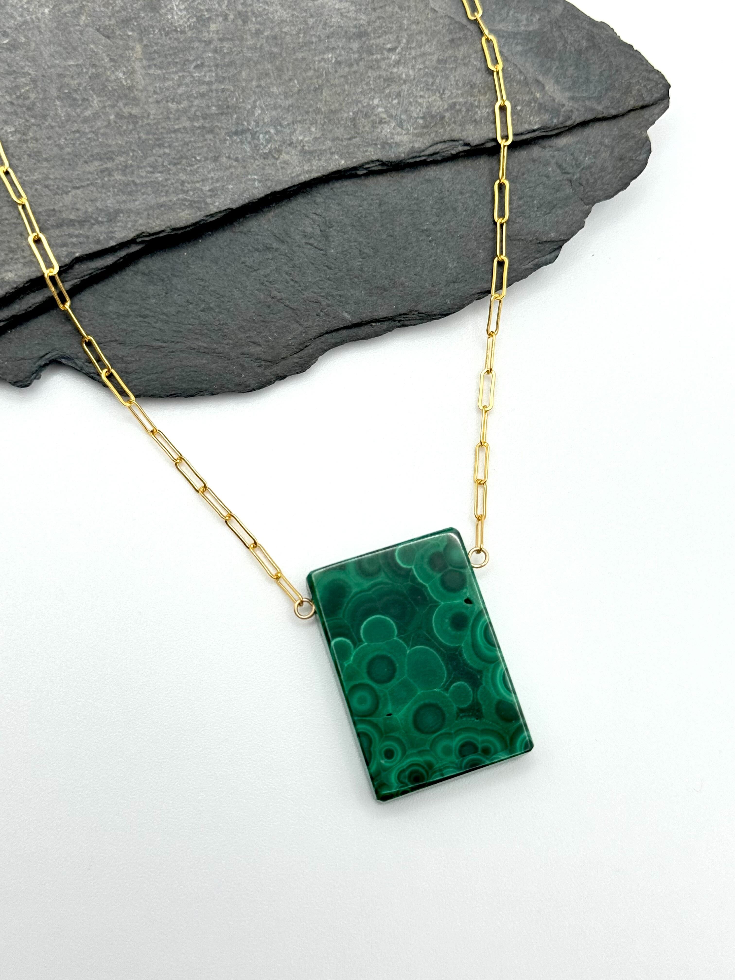 •AEON• malachite + gold necklace (18"-20" long)