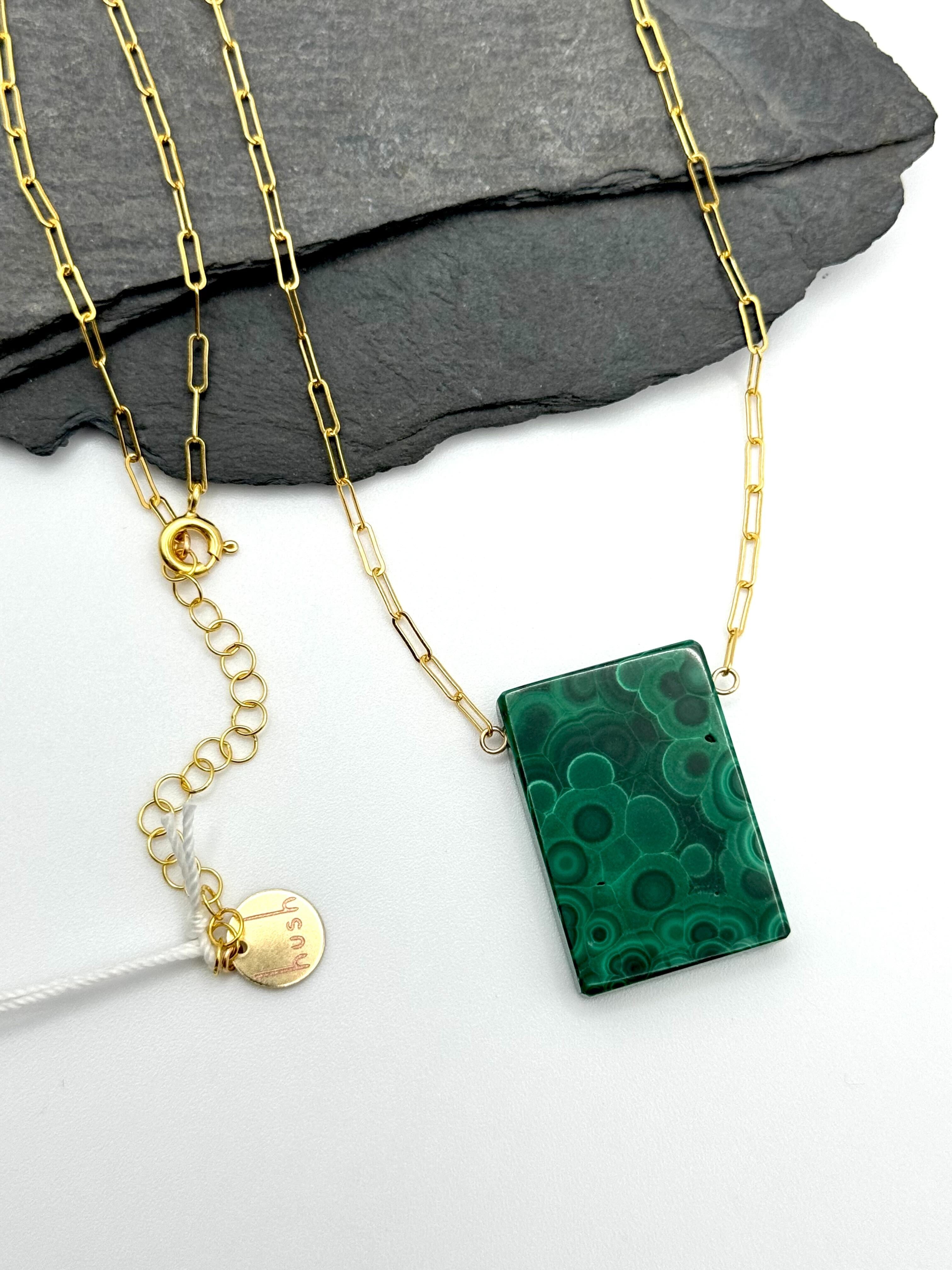 •AEON• malachite + gold necklace (18"-20" long)