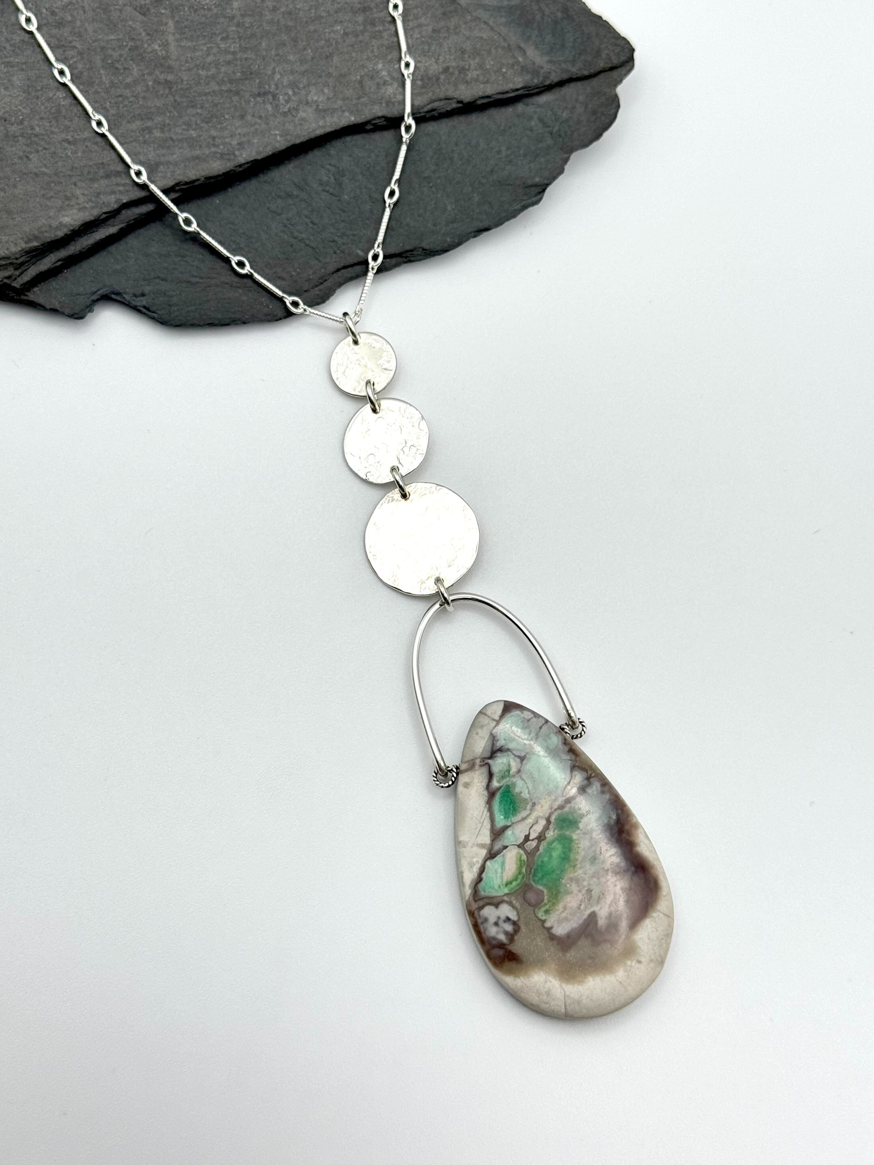 •NYX• nevada variscite + moons + silver necklace (28"-30" long)