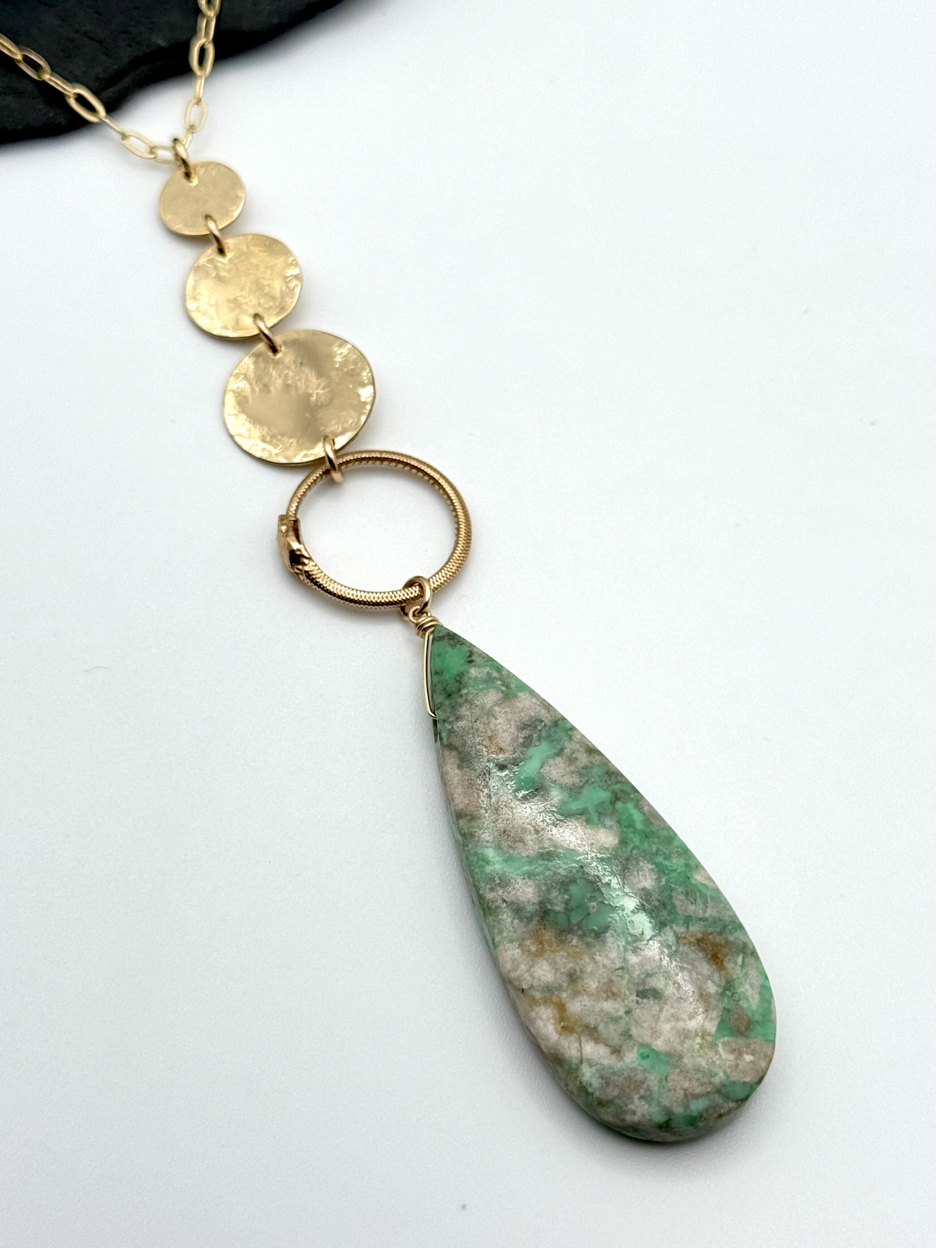 •NYX• nevada variscite + moons + gold necklace (26"-28" long)