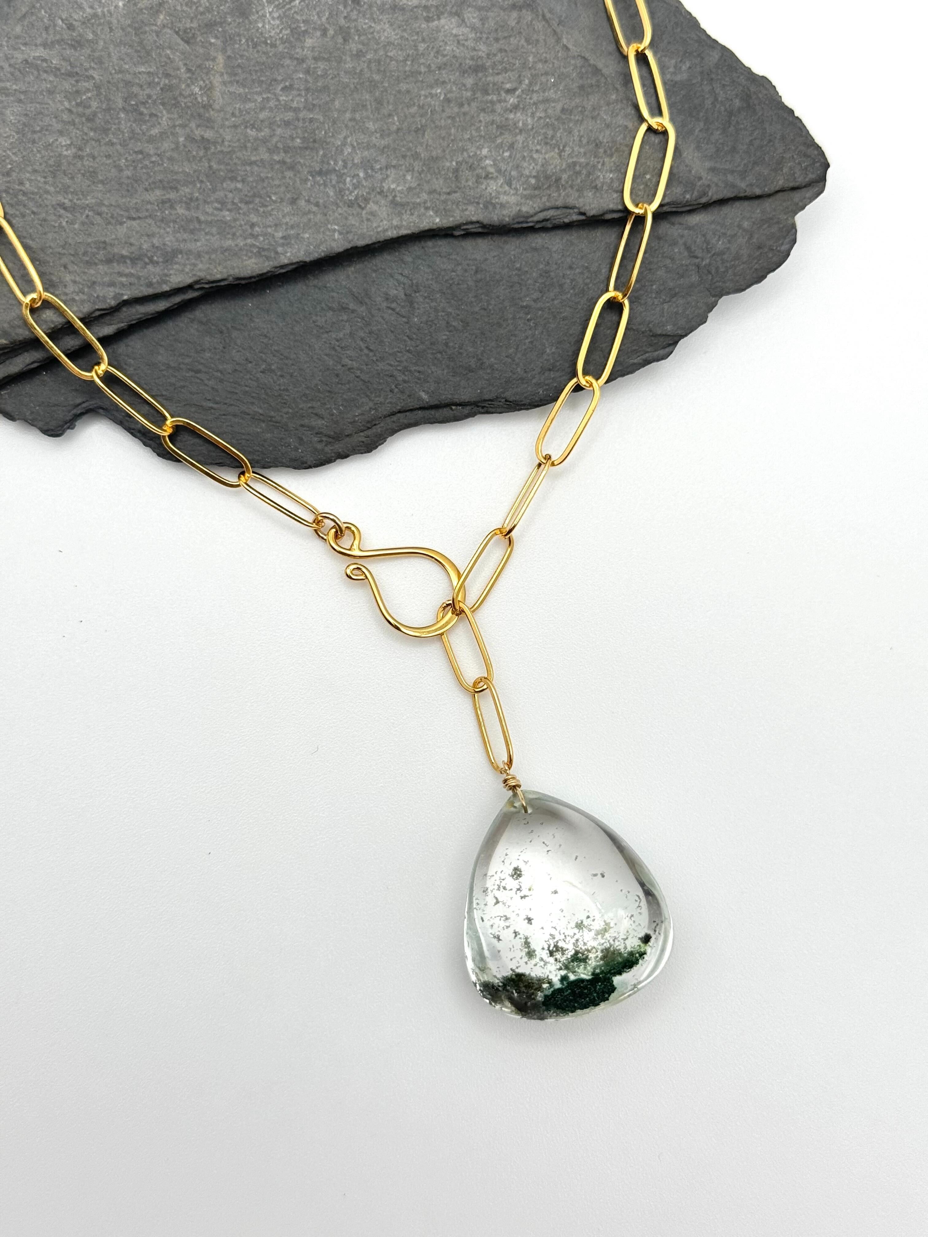 •LINKED• lodolite + gold necklace (adj to 20")