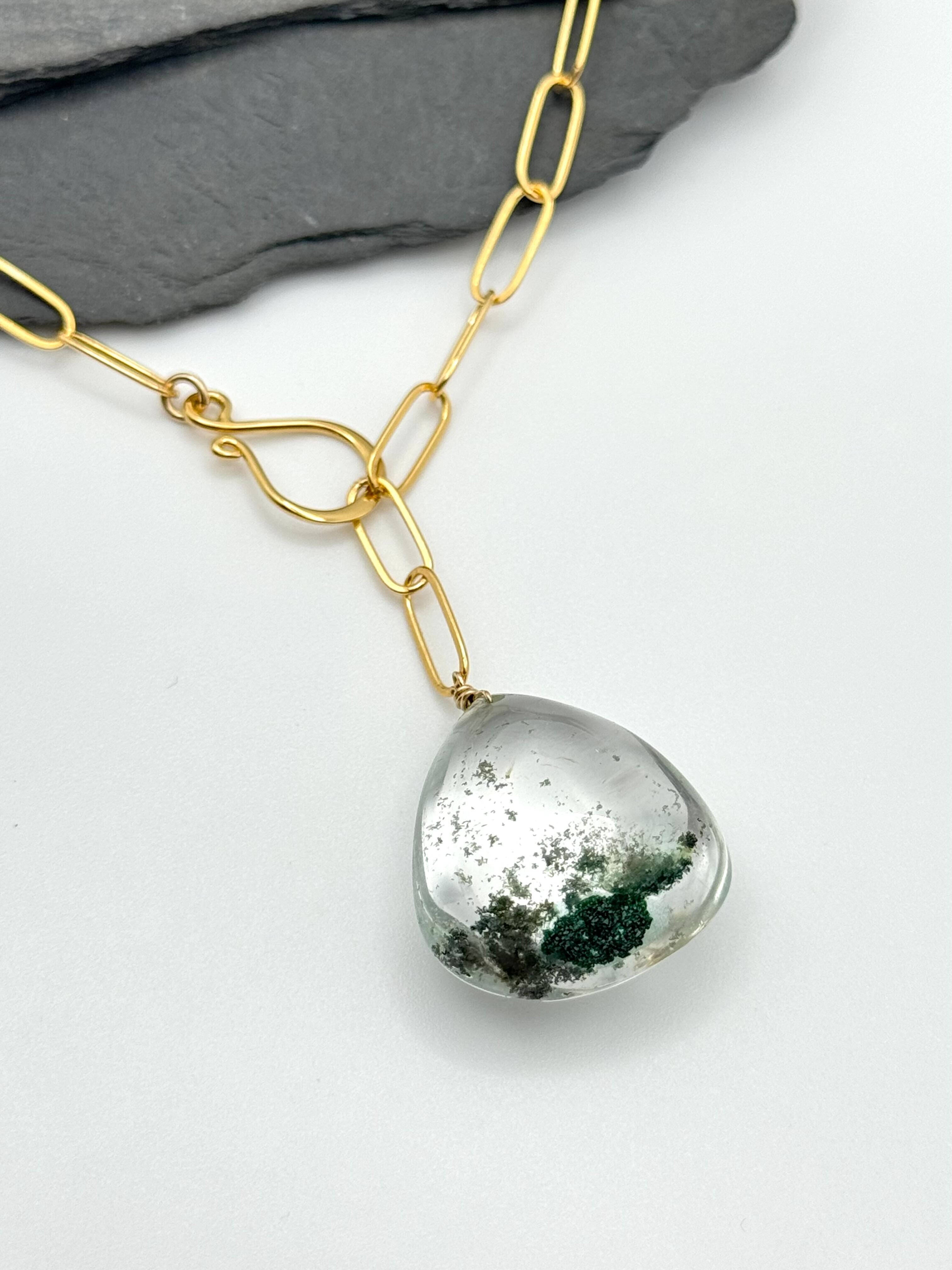 •LINKED• lodolite + gold necklace (adj to 20")