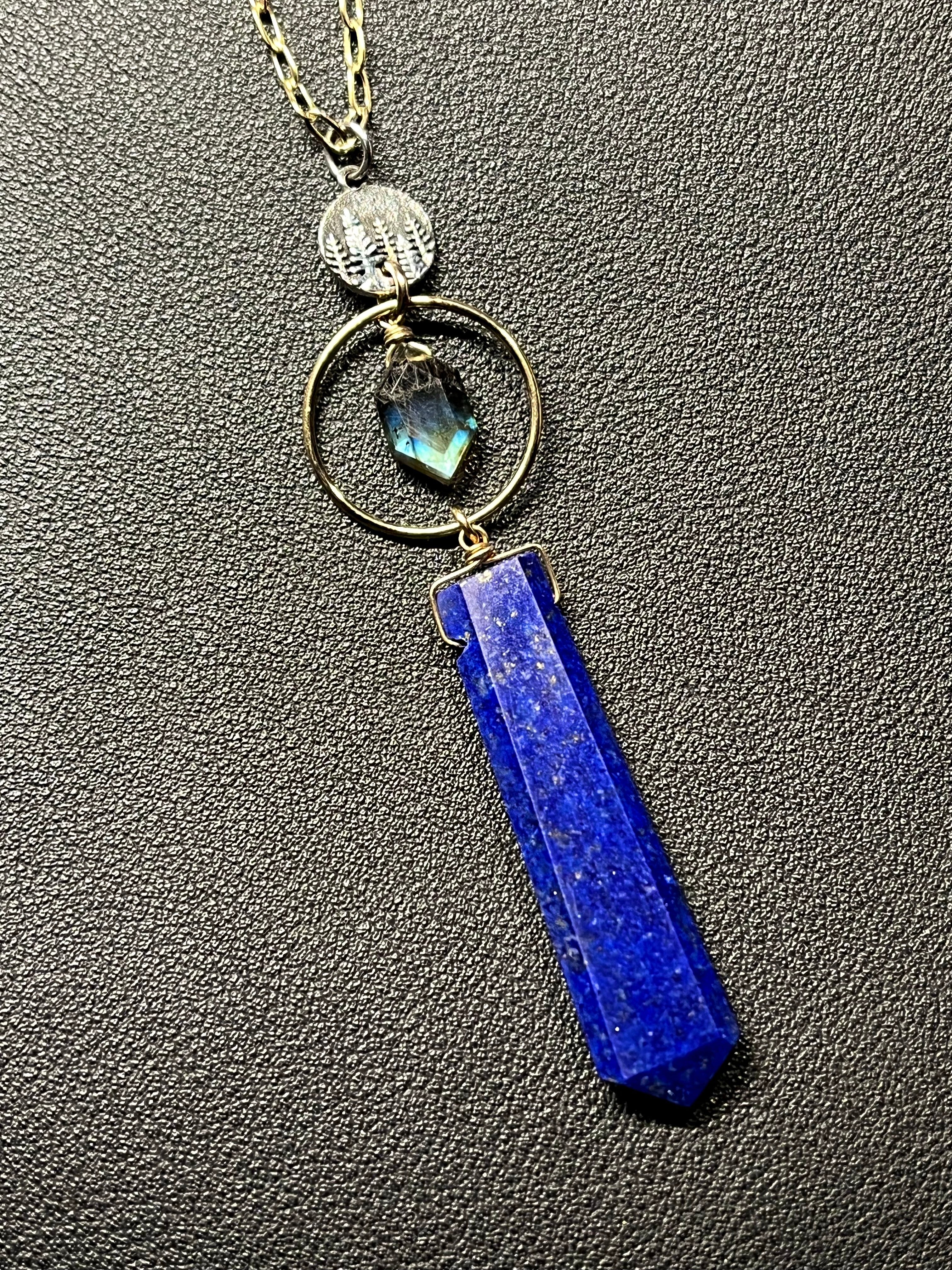 •COVE• lapis + labradorite + mixed metal necklace (26"-28")