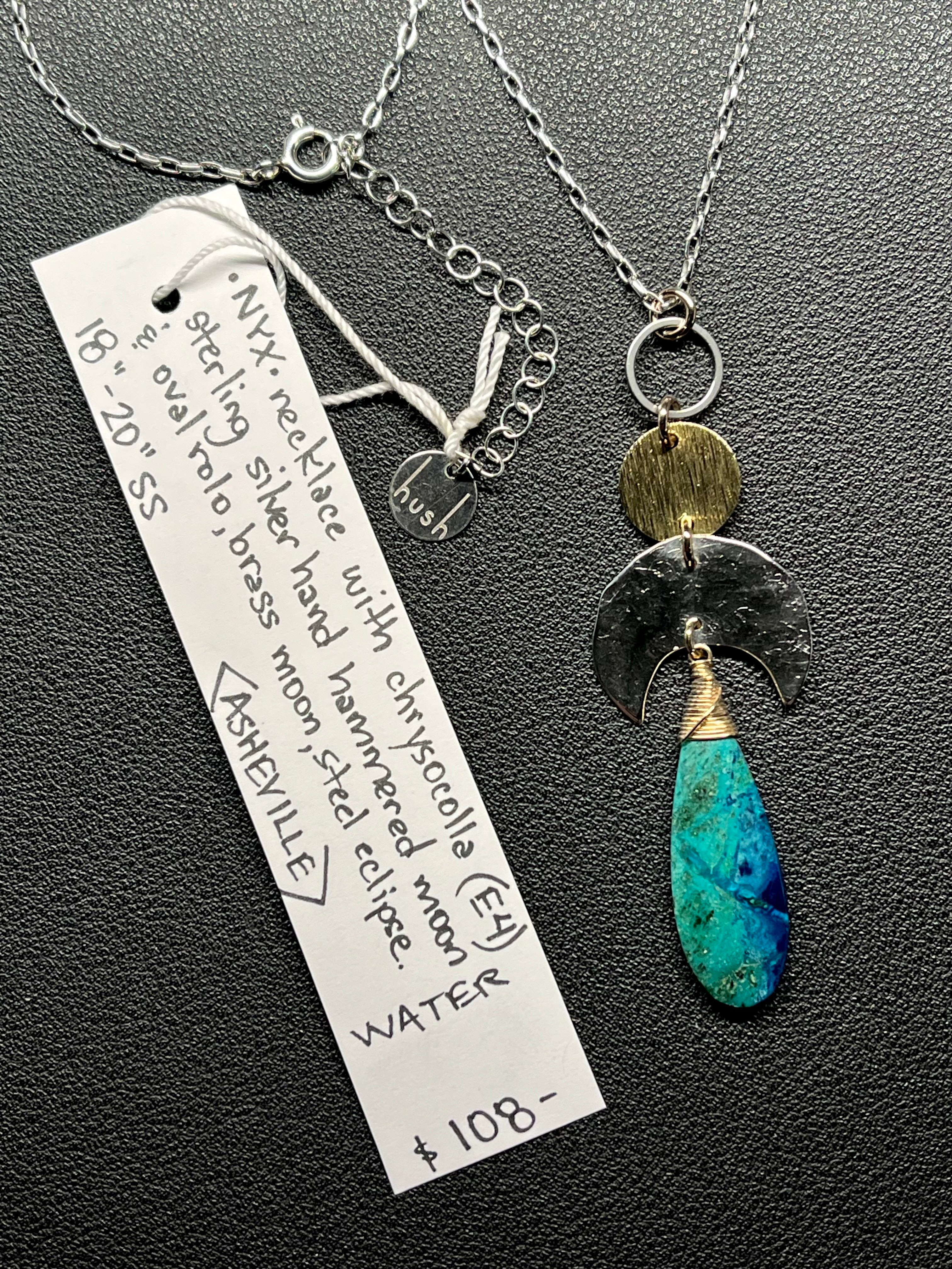 •NYX• chrysocolla + moons + mixed metal necklace (18"-20")