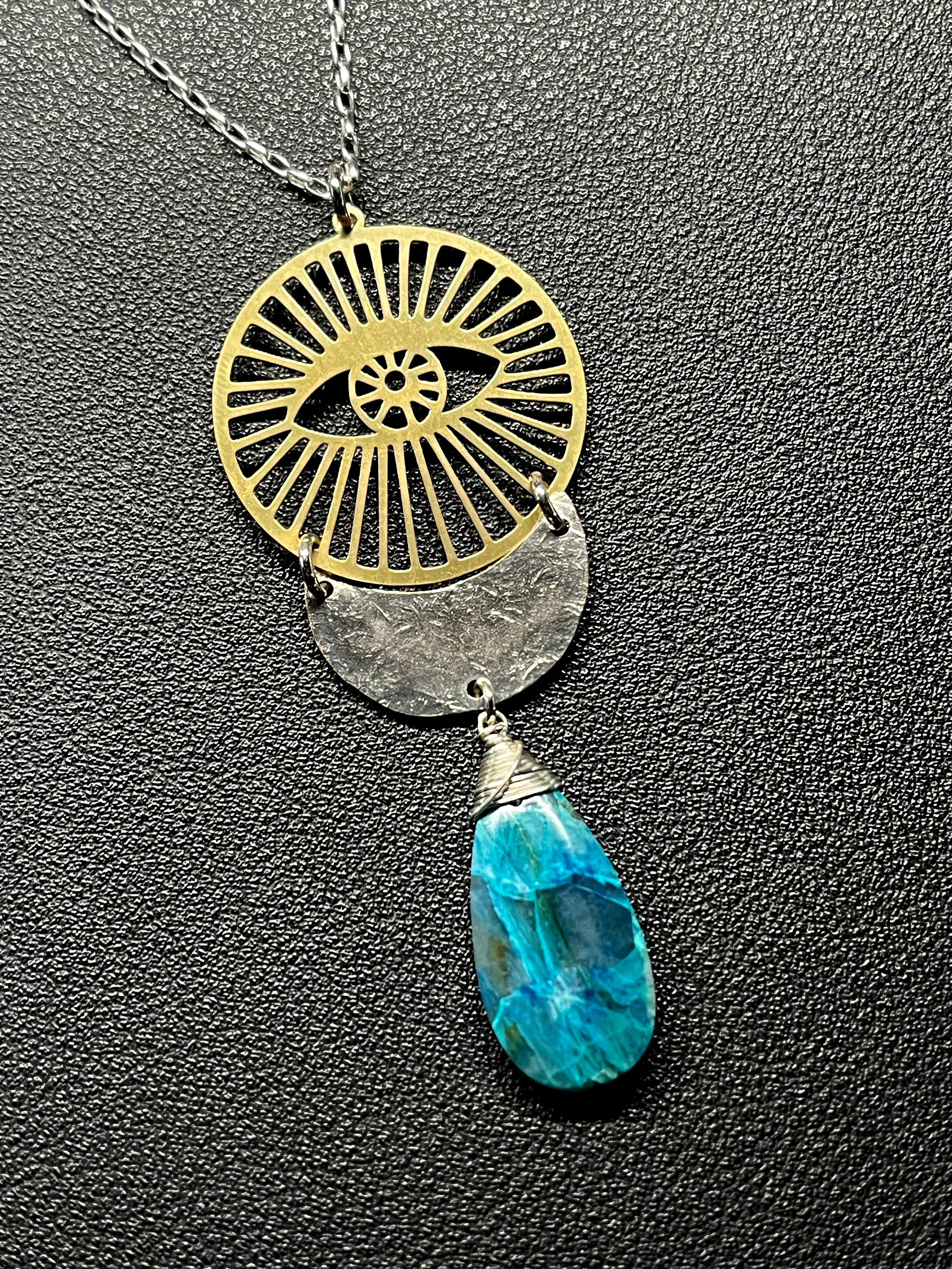 •INVOKE• chrysocolla + mixed metal necklace (26"-28")