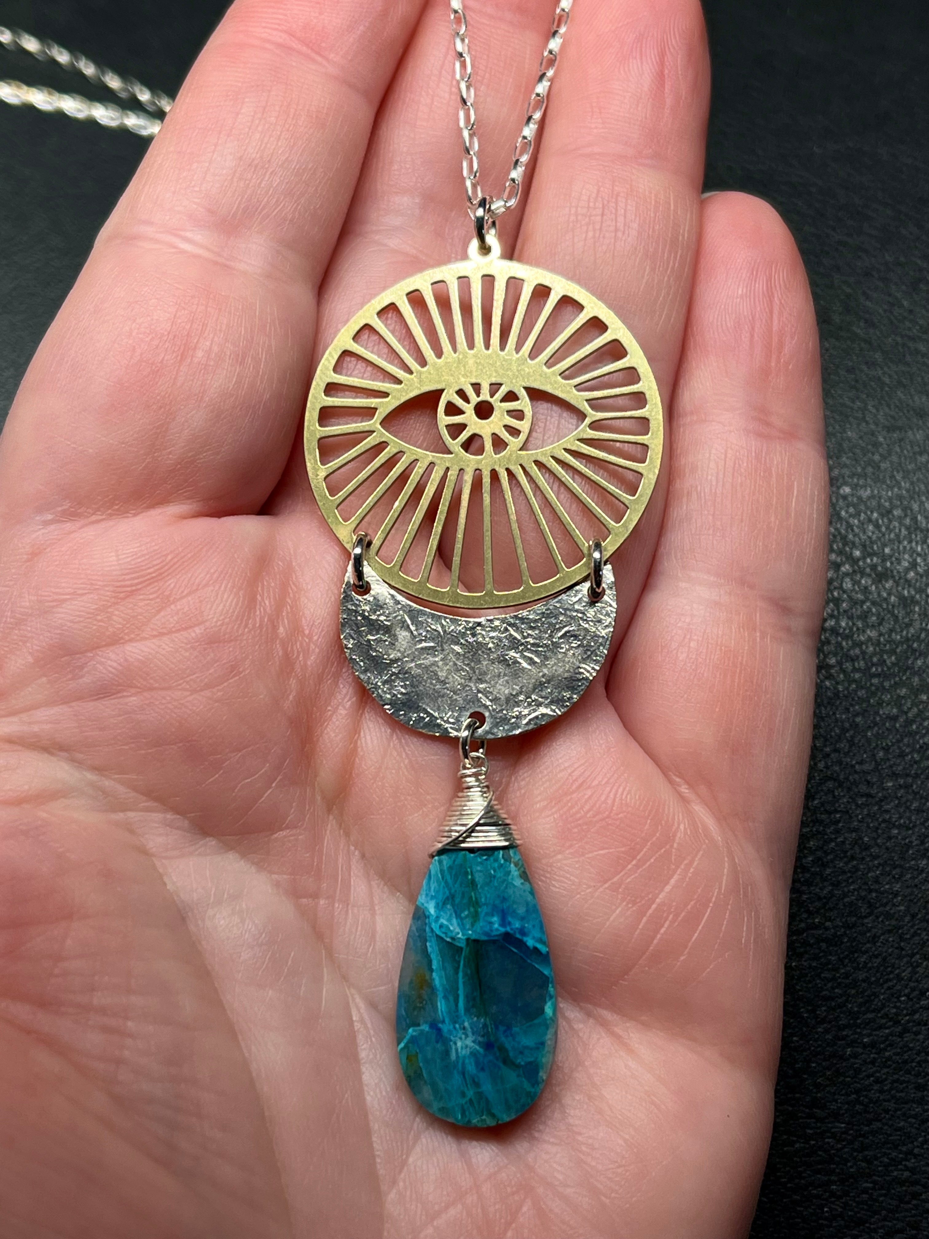 •INVOKE• chrysocolla + mixed metal necklace (26"-28")