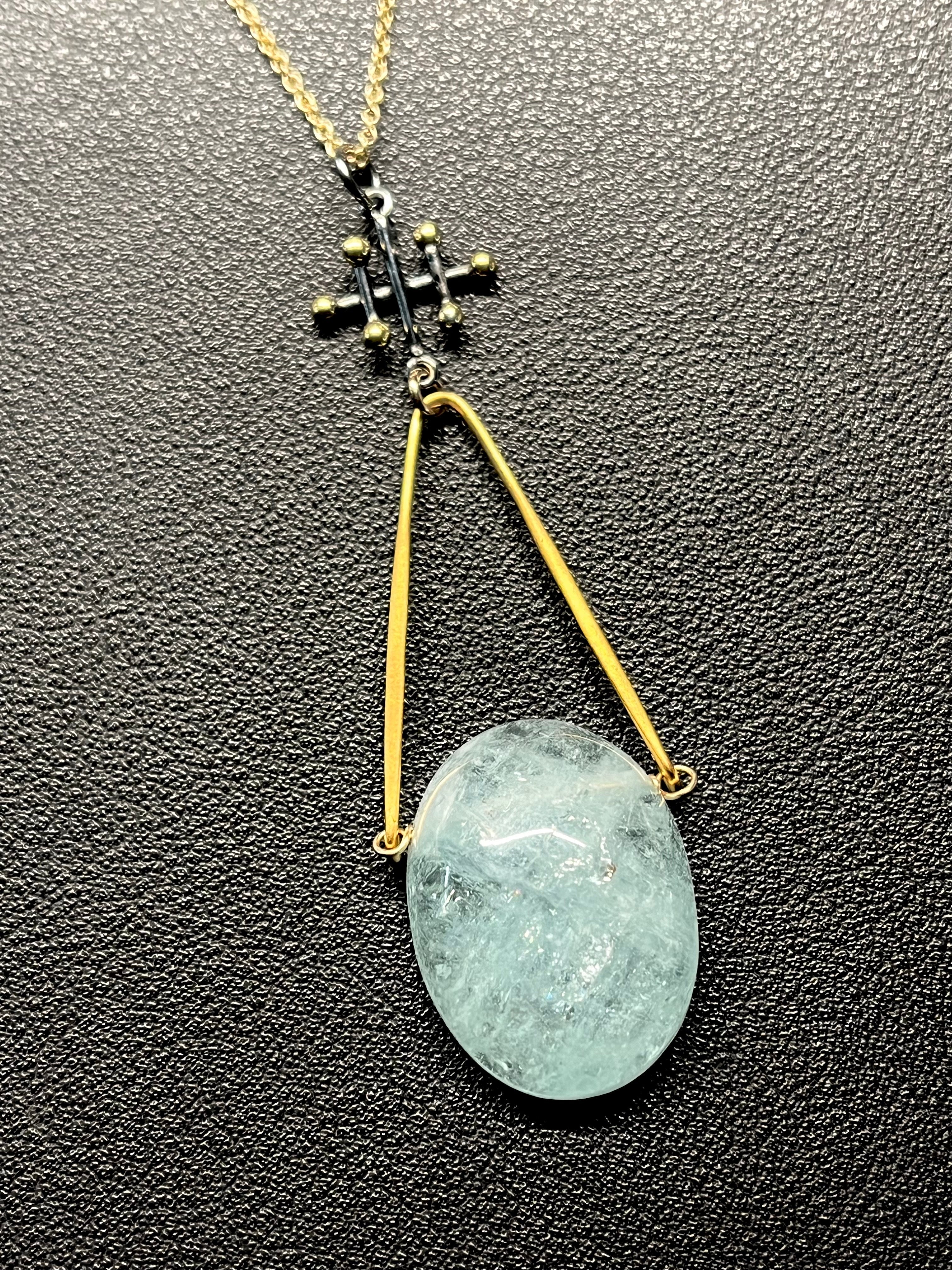 •INVOKE• aquamarine + mixed metal necklace (18"-20")