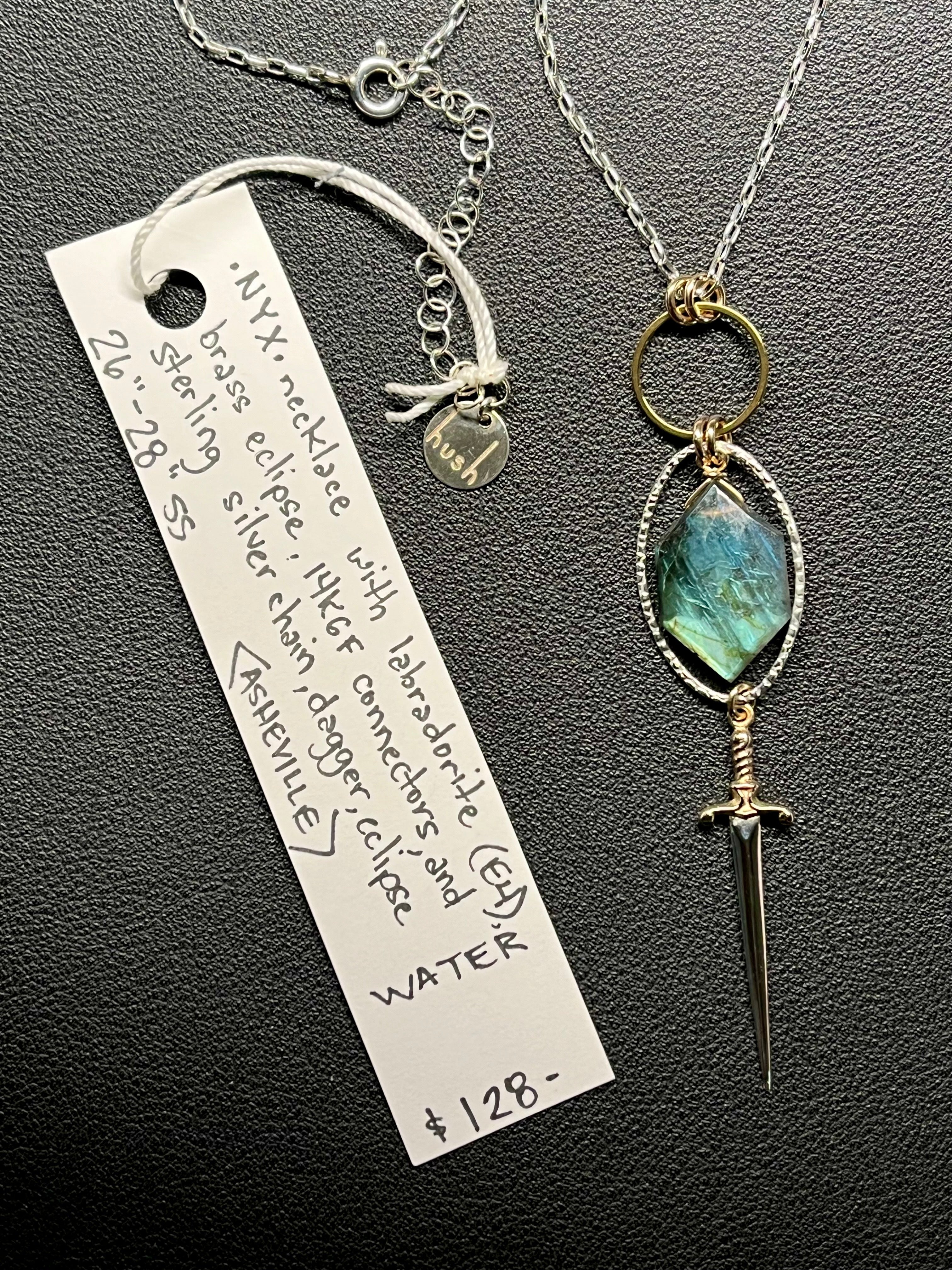 •NYX• labradorite + dagger + mixed metal necklace (26"-28")