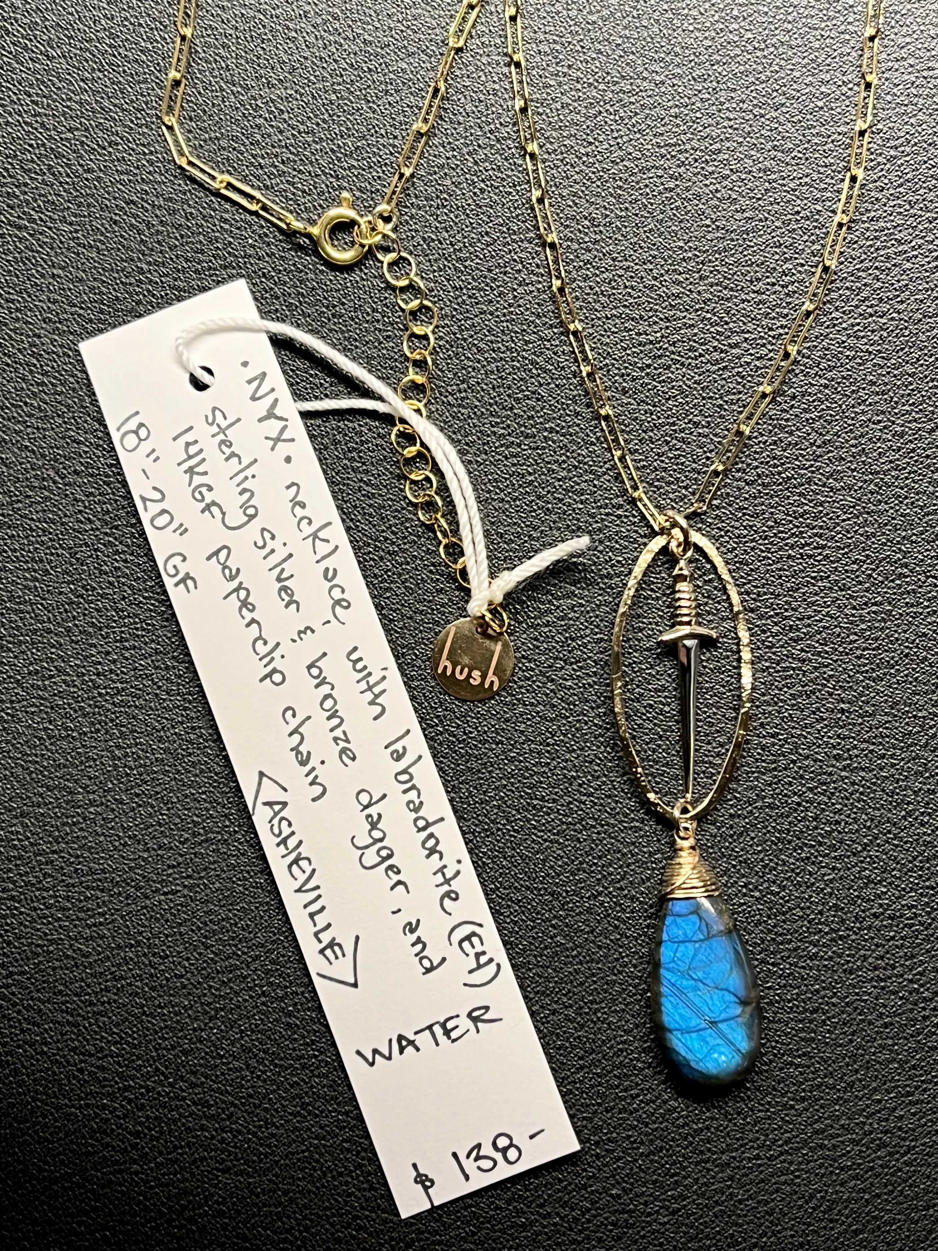 •NYX• labradorite + dagger + mixed metal necklace (18"-20")