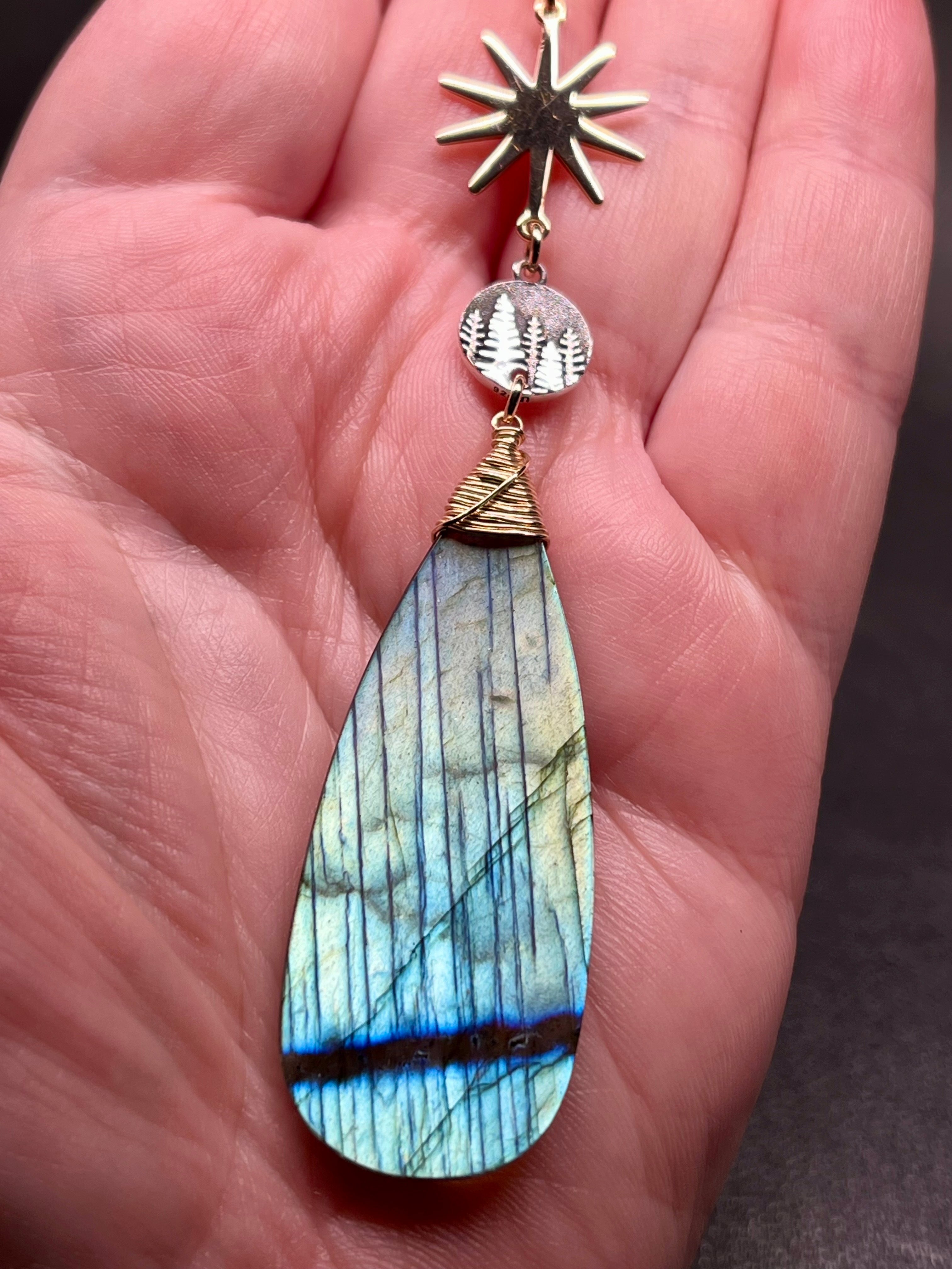 •COVE• labradorite + cosmic cove star + mixed metal necklace (18"-20")