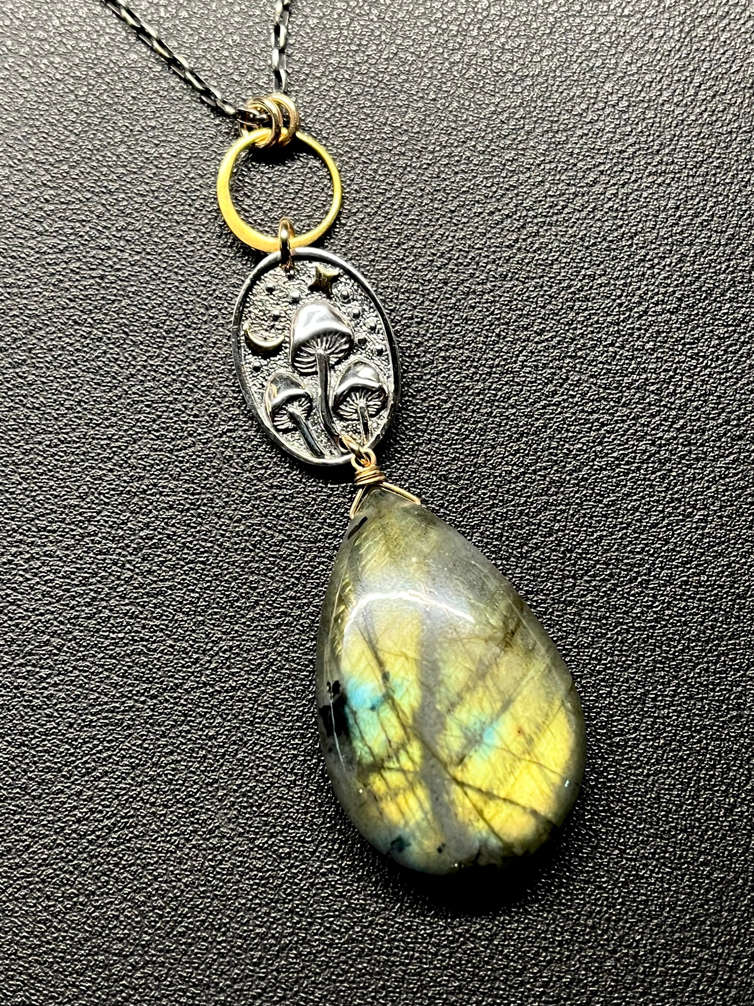 •UNDERSTORY• labradorite + cosmic mushrooms + mixed metal necklace (18"-20")