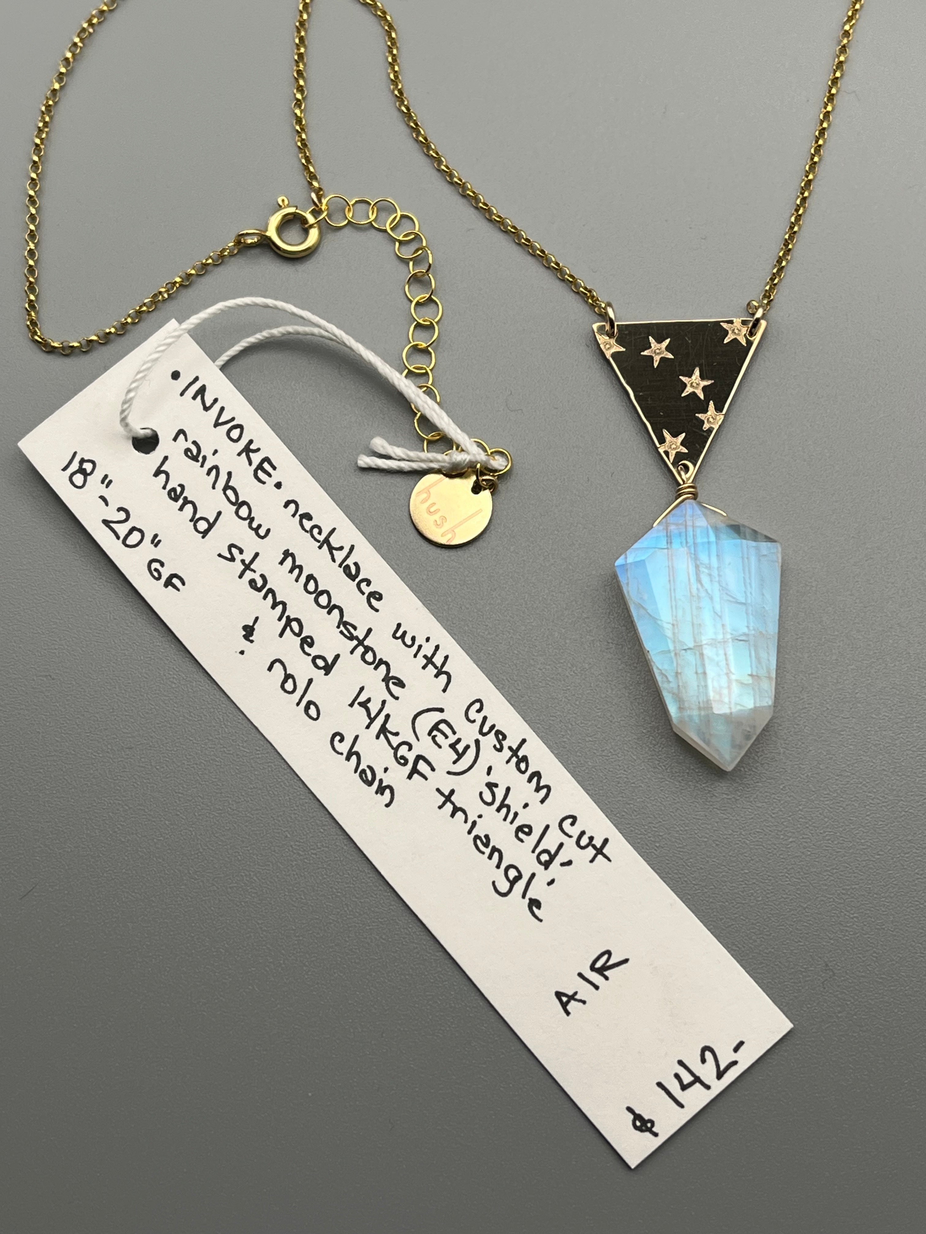 •INVOKE• rainbow moonstone + gold necklace (18"-20" long)