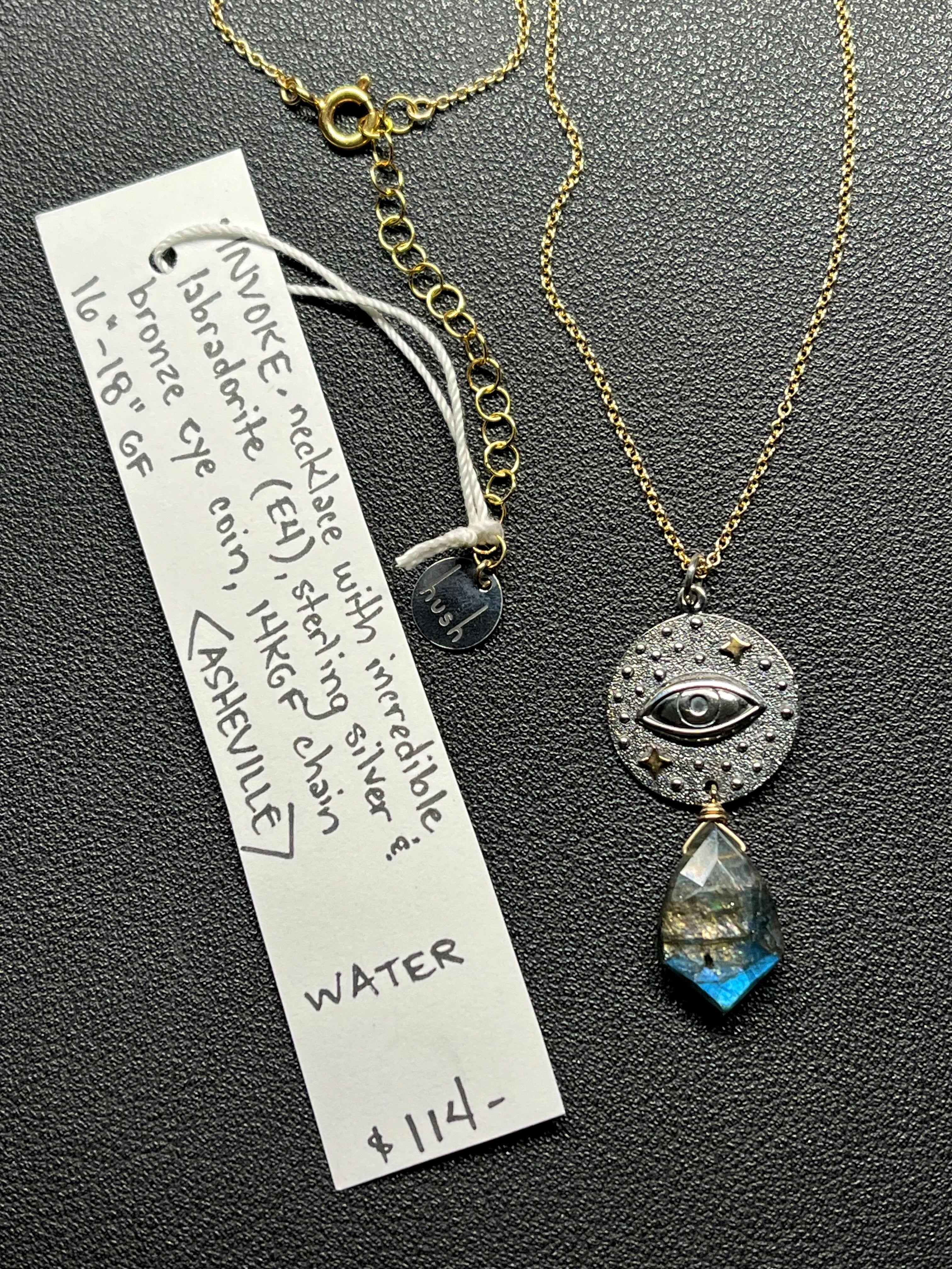 •INVOKE• labradorite + protective eye + mixed metal necklace (16"-18")