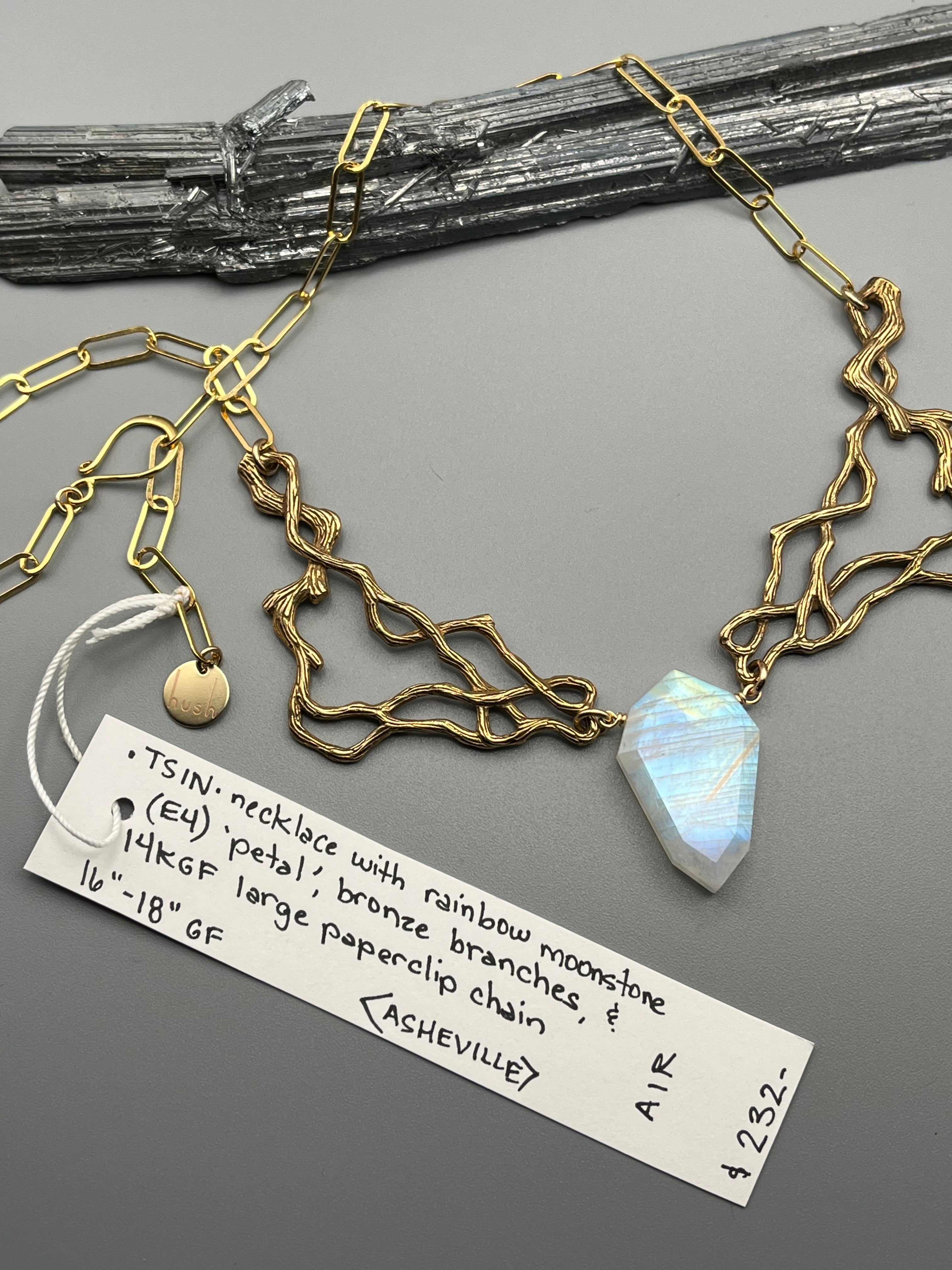 •TSIN• rainbow moonstone + gold necklace (16"-18" long)
