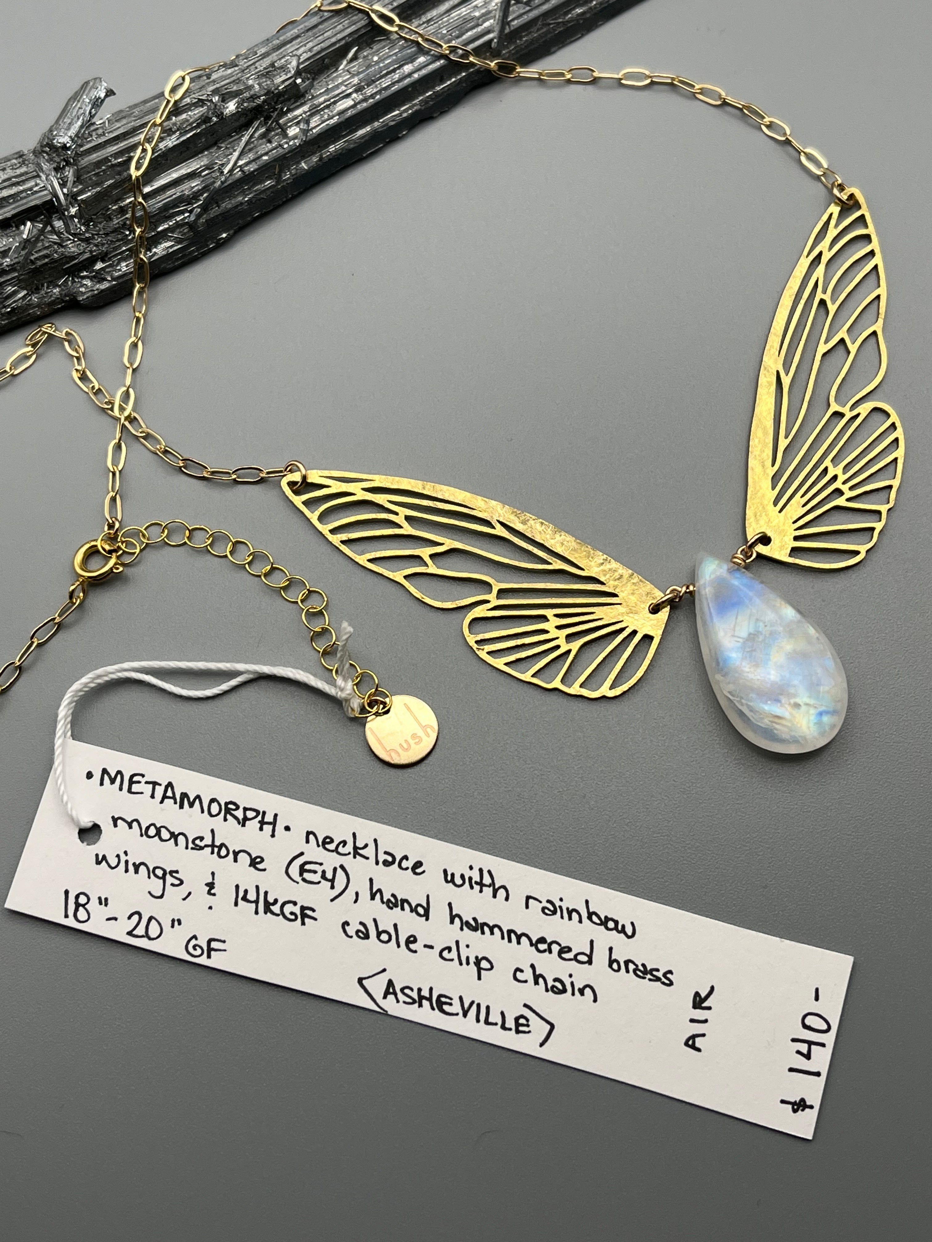•METAMORPH• rainbow moonstone + gold necklace (18"-20" long)
