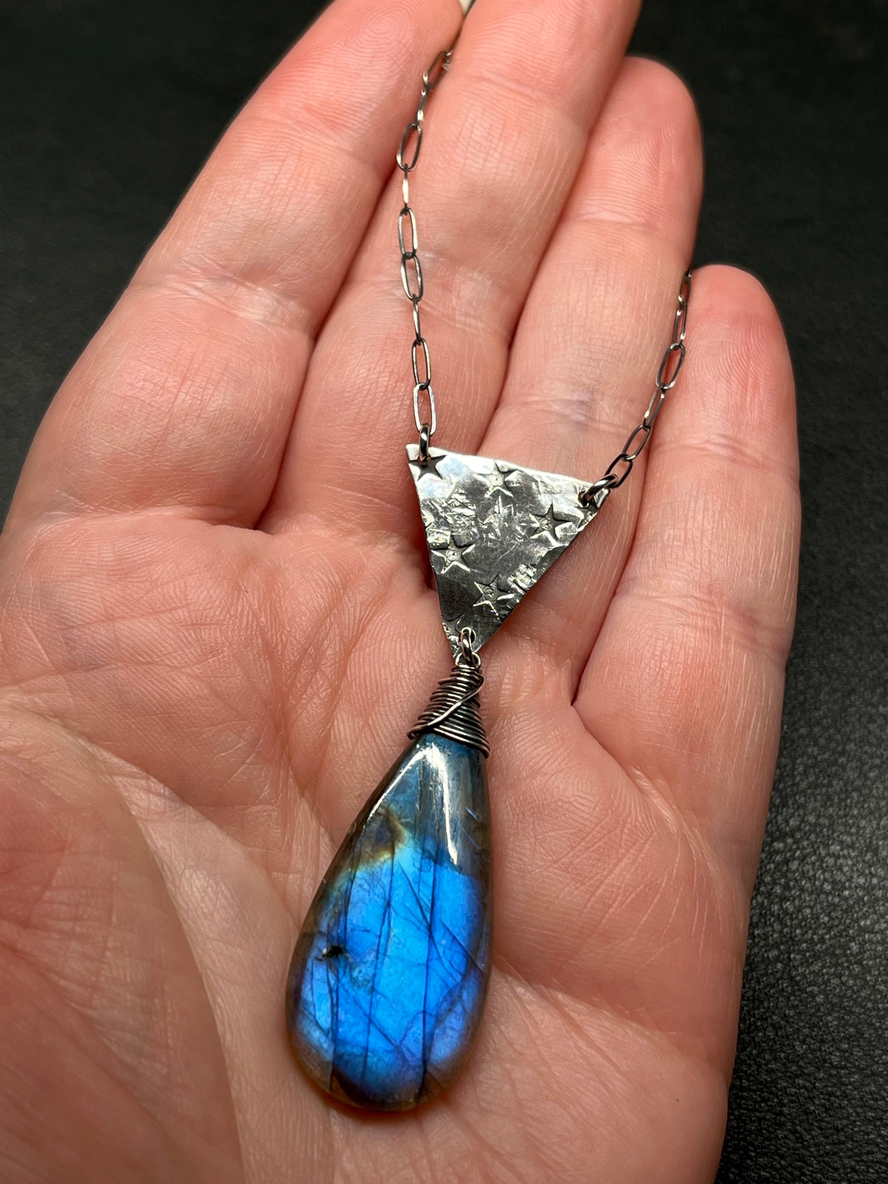 •NYX• labradorite + stars + silver necklace (18"-20")