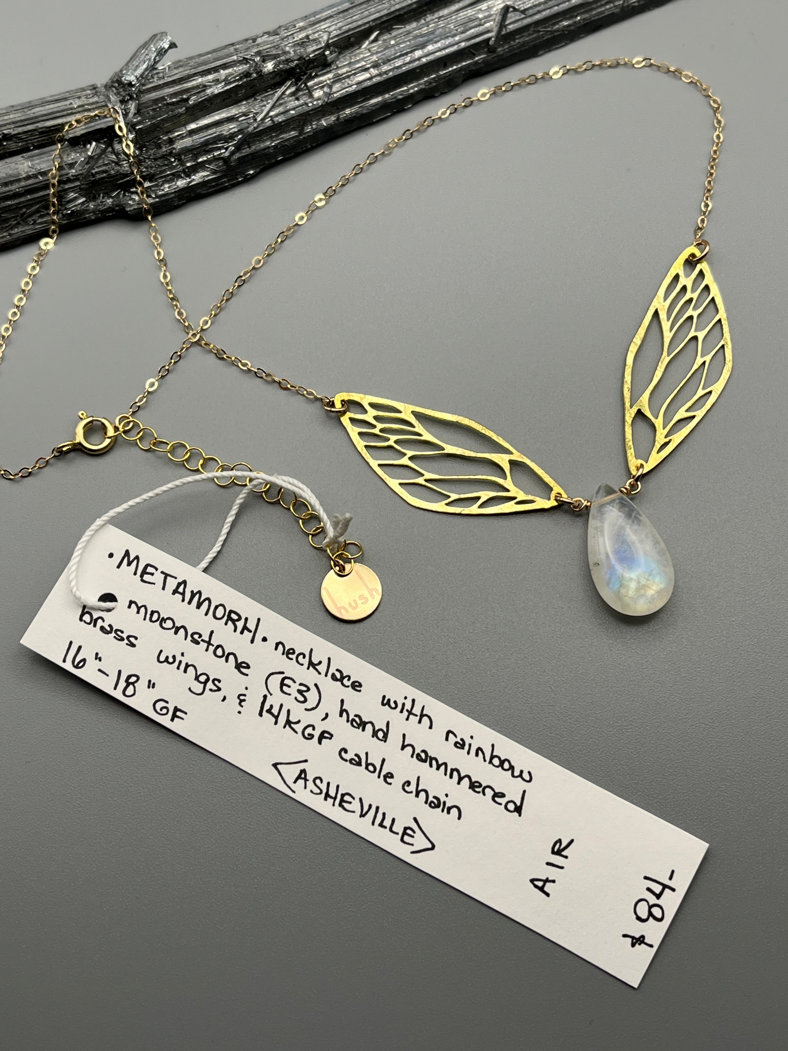 •METAMORPH• rainbow moonstone + gold necklace (16"-18" long)