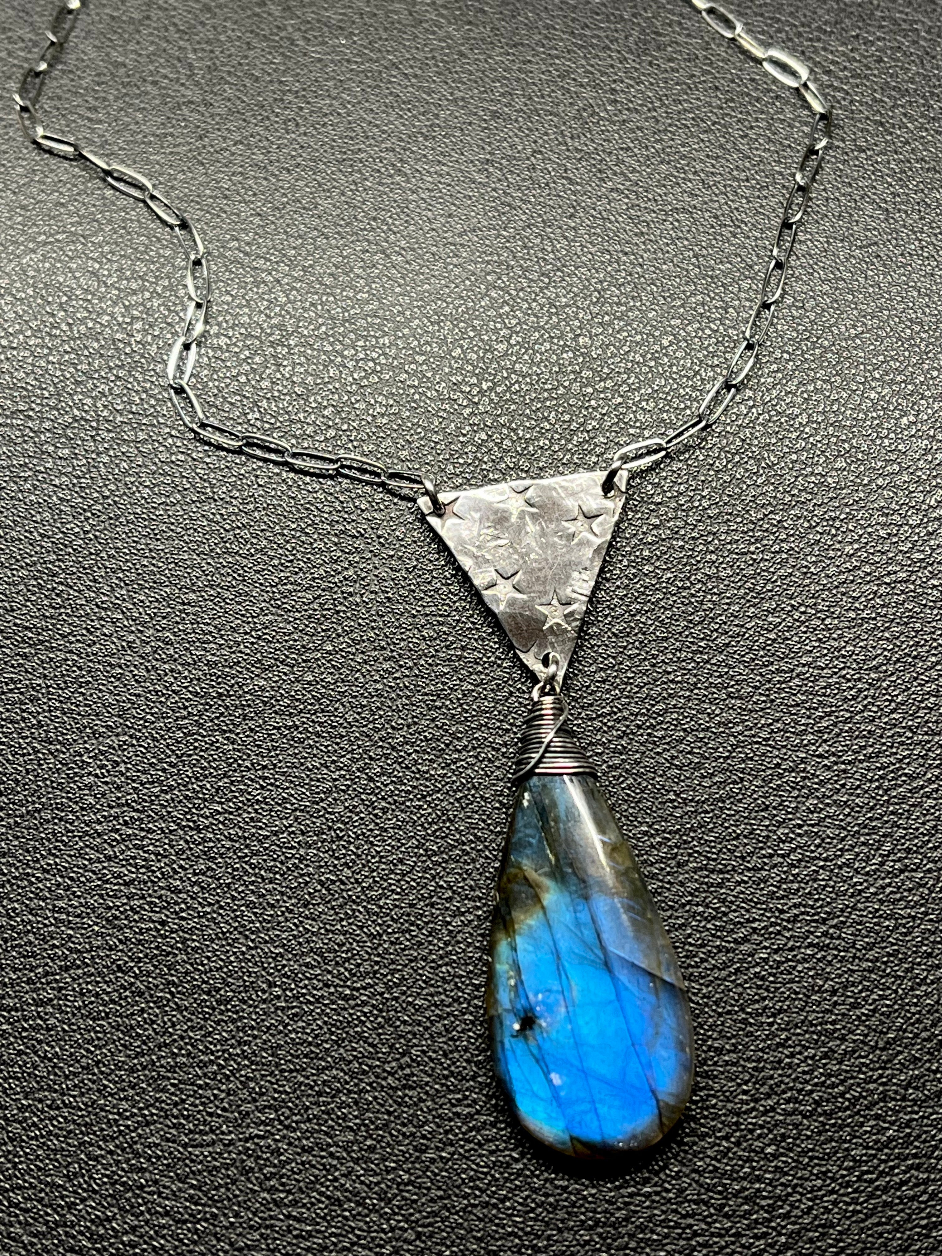 •NYX• labradorite + stars + silver necklace (18"-20")