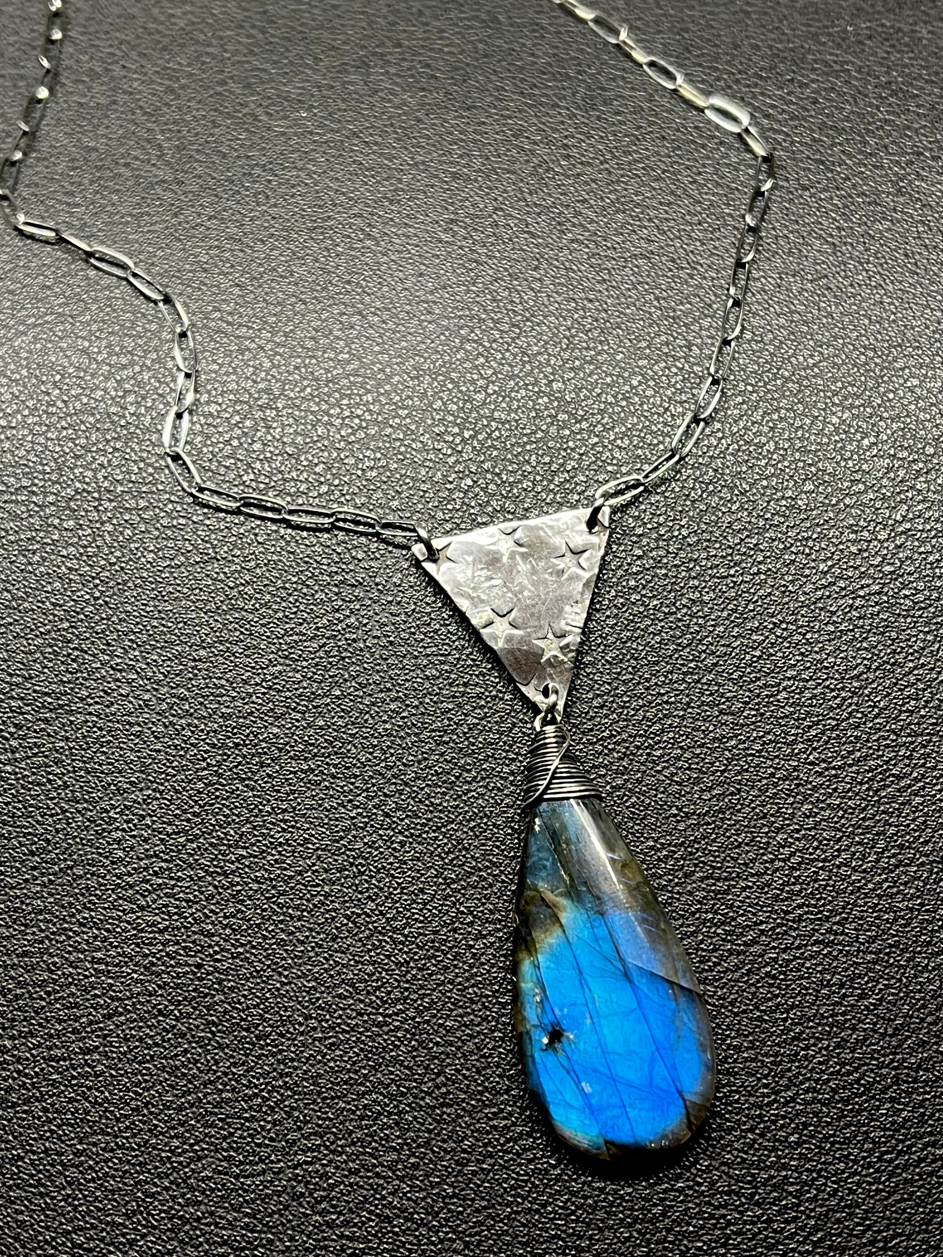 •NYX• labradorite + stars + silver necklace (18"-20")