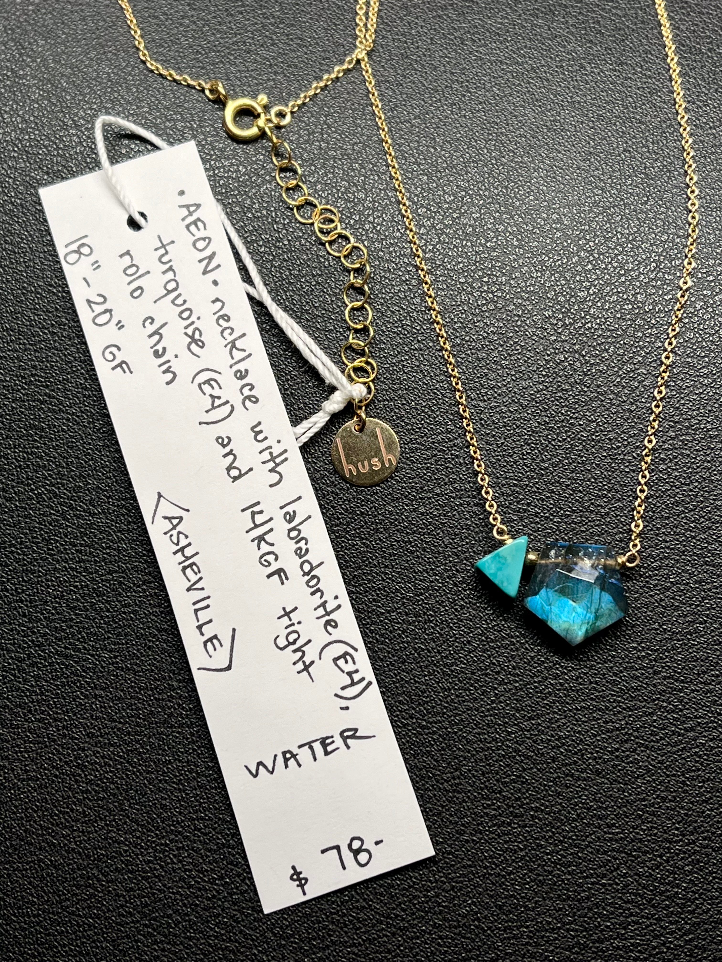 •AEON• labradorite + turquoise + gold necklace (18"-20")