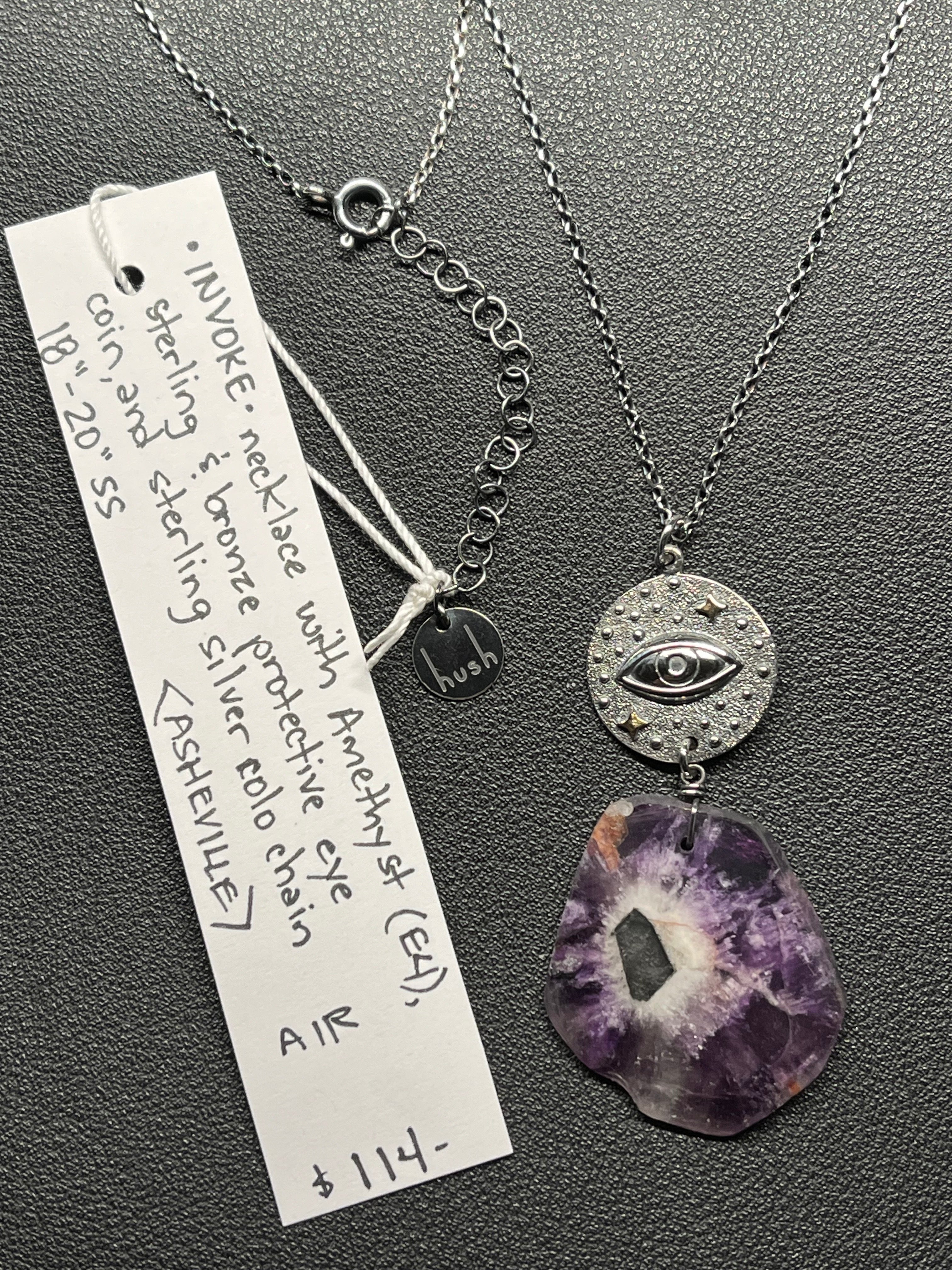 •INVOKE• amethyst + protective eye + silver necklace (18"-20")
