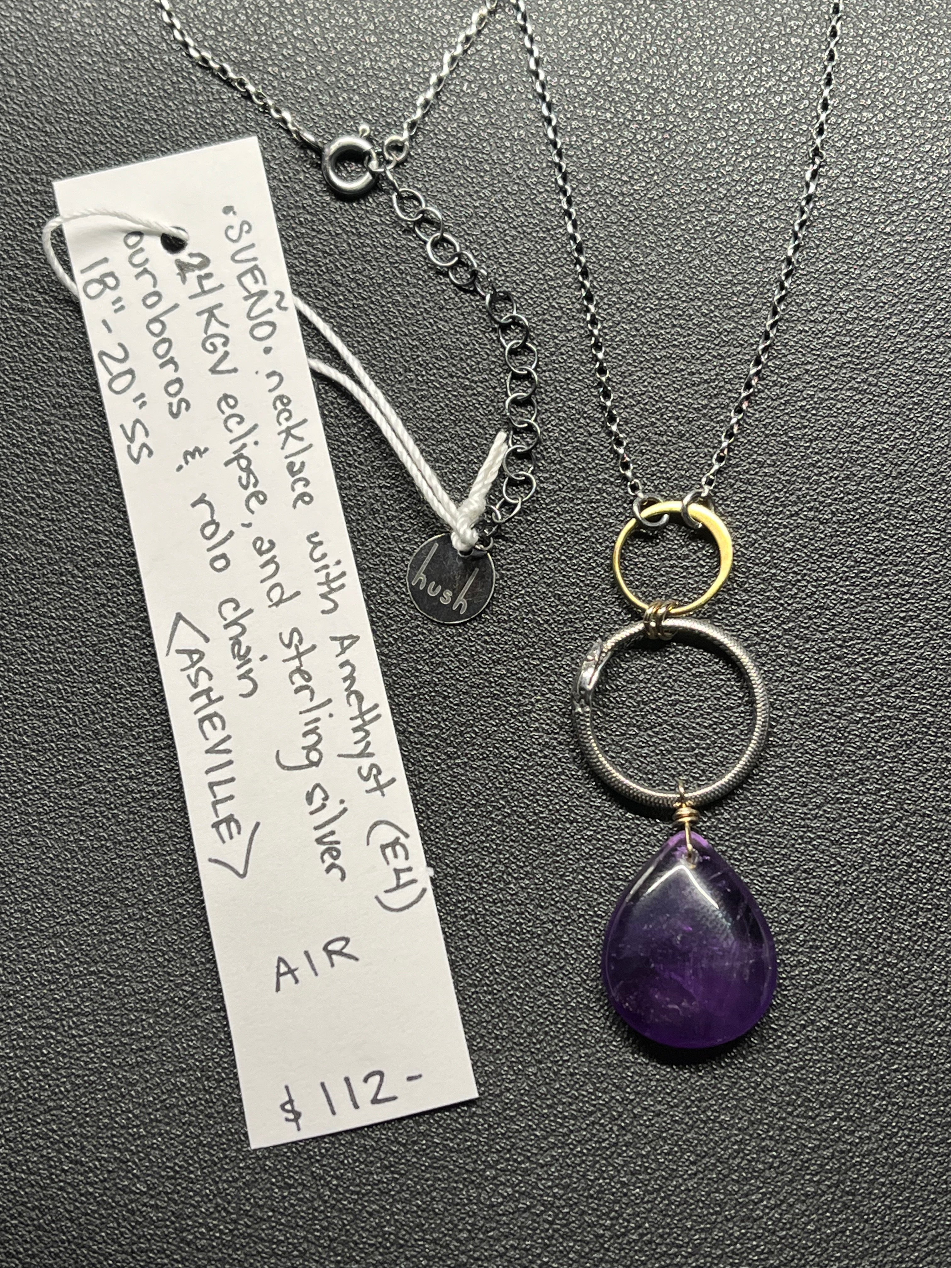 •SUEÑO• amethyst + ouroboros + mixed metal necklace (18"-20")