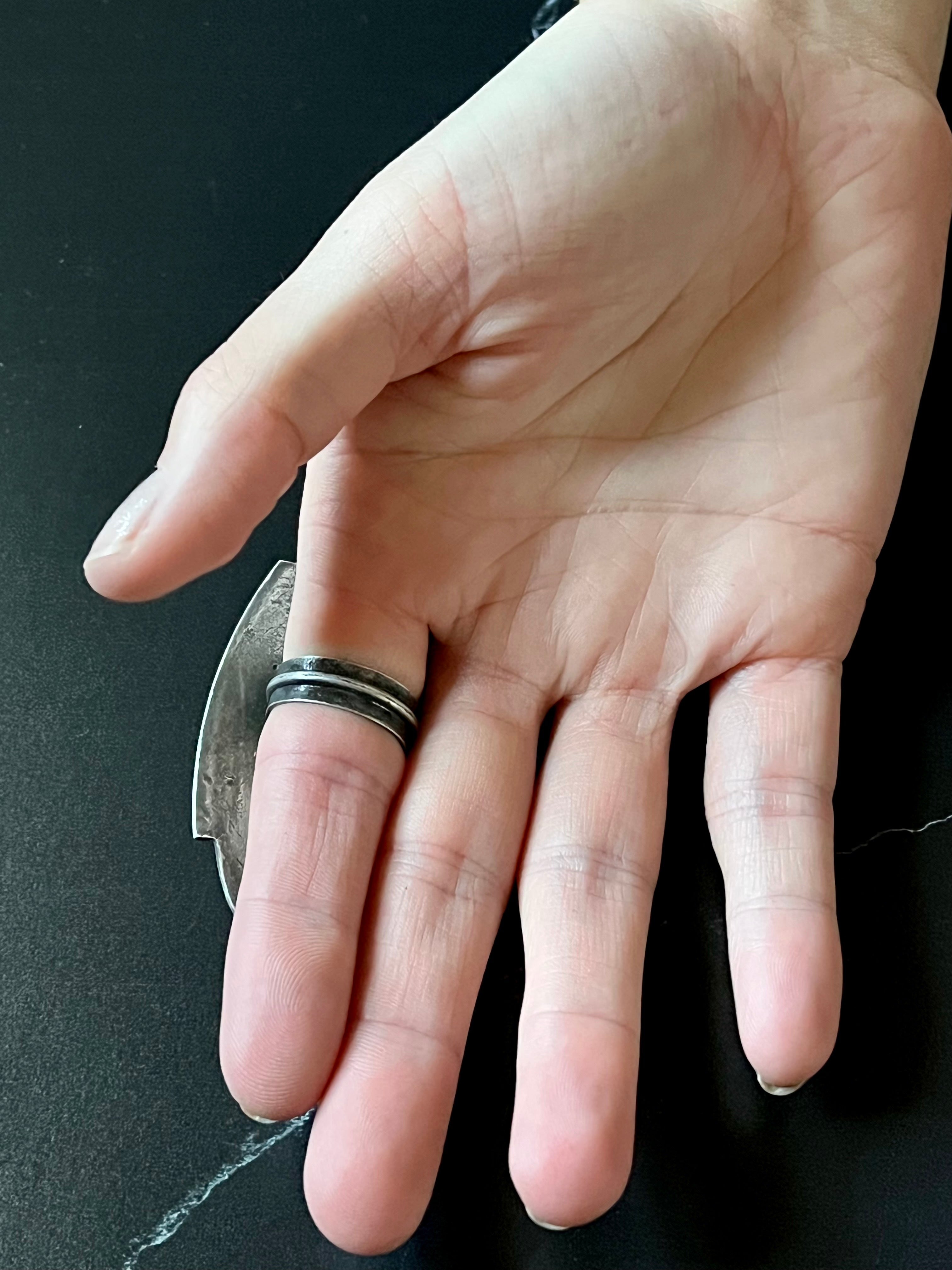 •QUASAR• labradorite + onyx + silver ring - SIZE 8.5