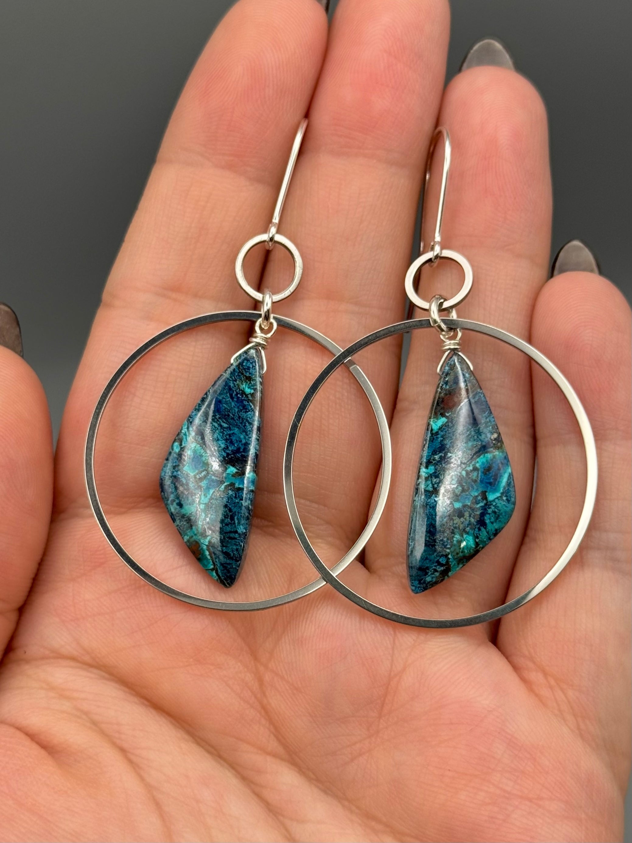 •EQUA-LUNA• shattuckite wing + silver earrings