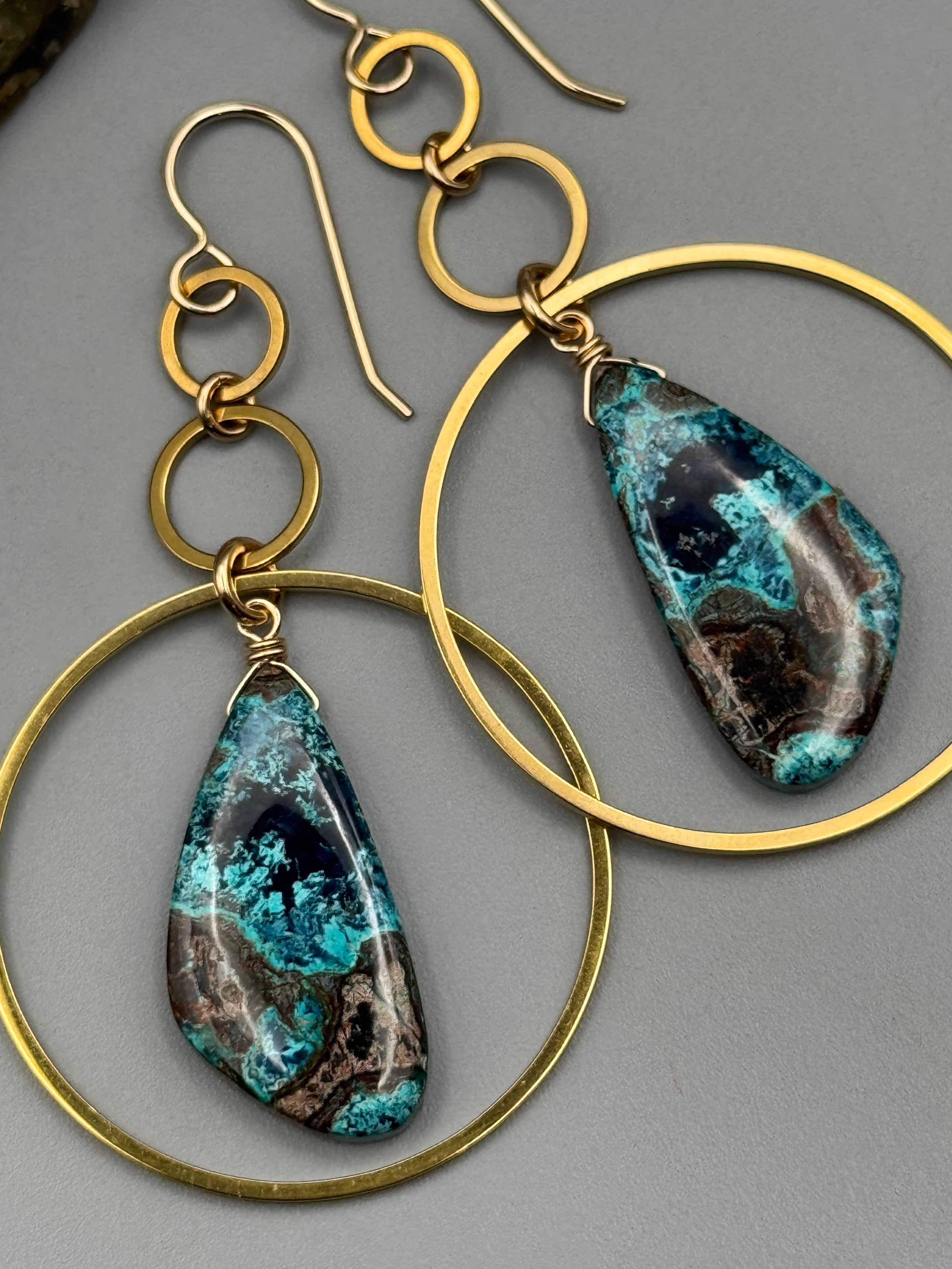 •6 OF CUPS• shattuckite wing + gold earrings