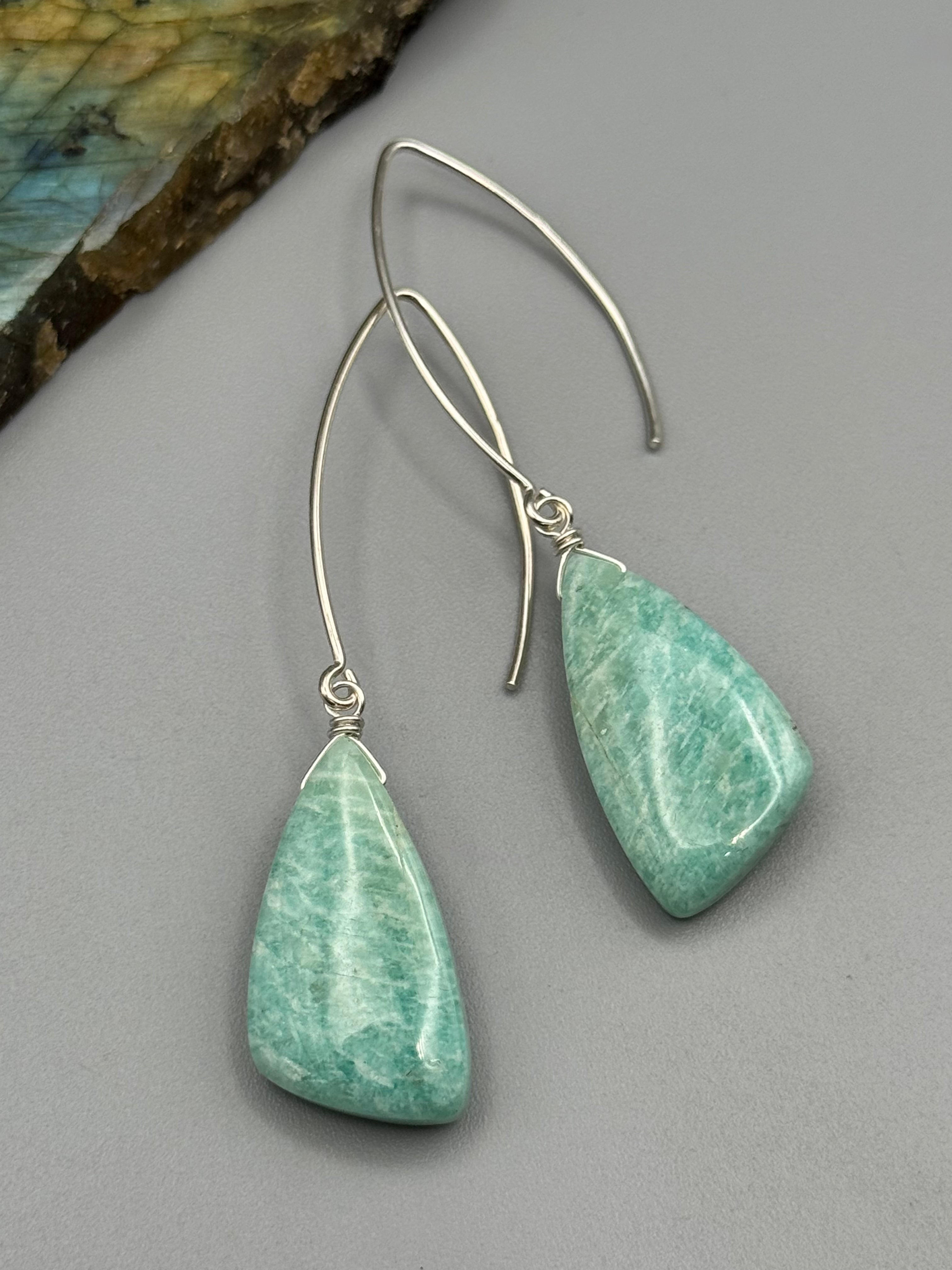 •STRAY• amazonite wing + silver earrings