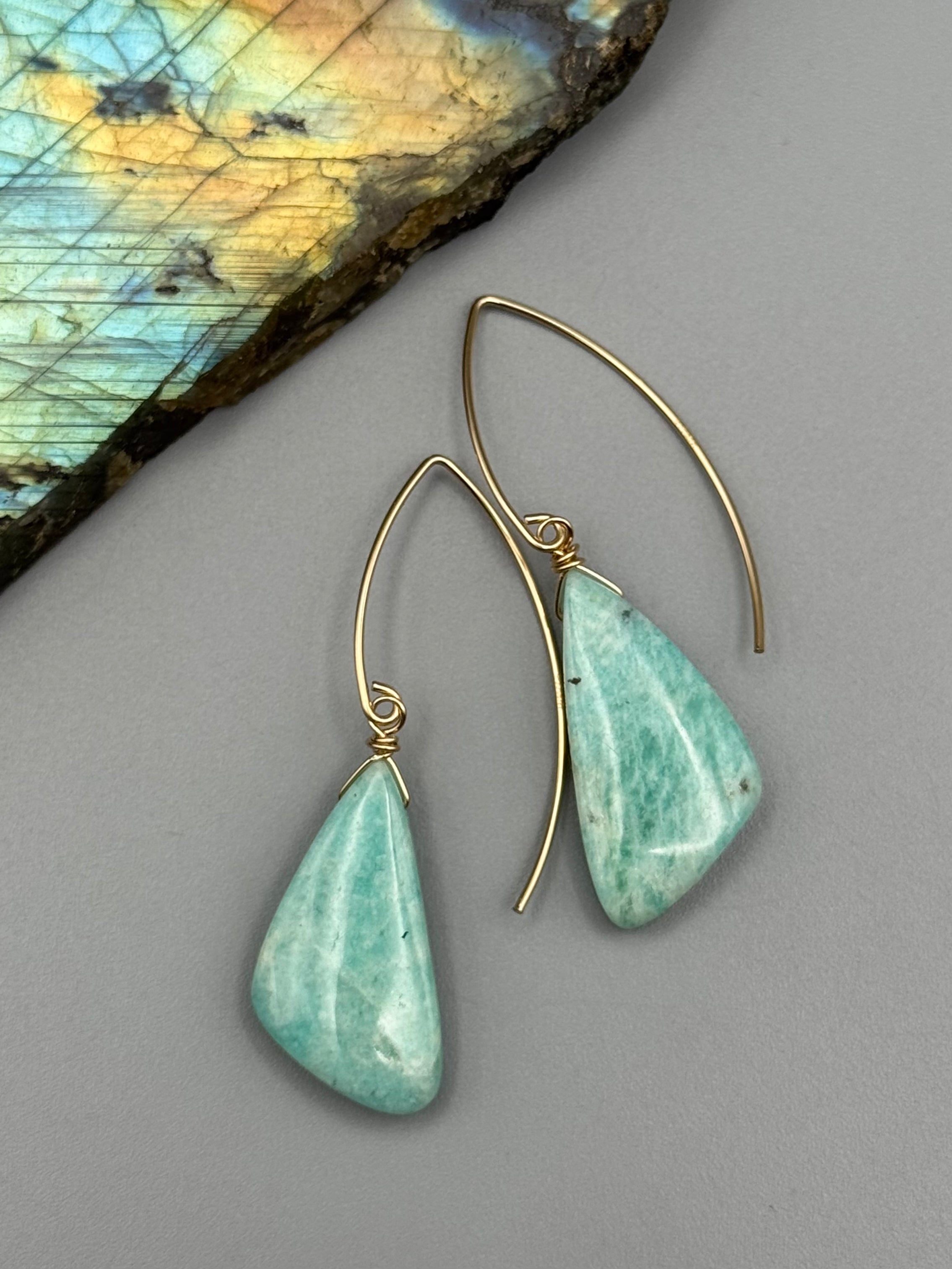•STRAY• amazonite wing + gold earrings