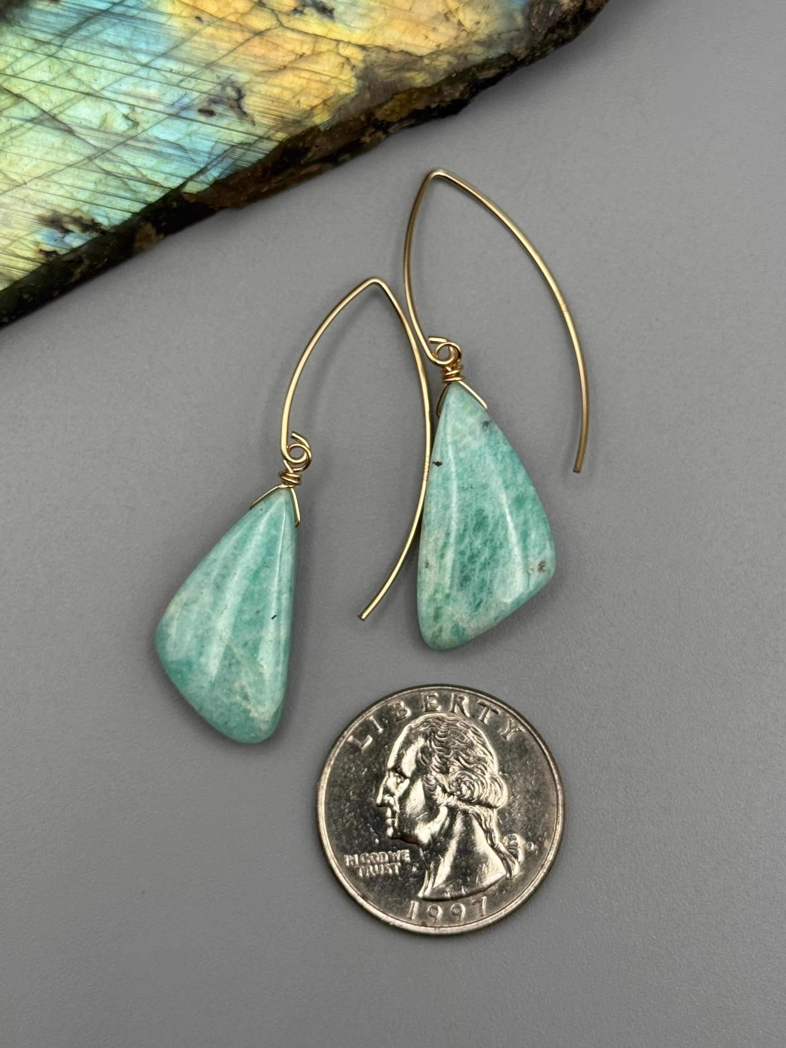 •STRAY• amazonite wing + gold earrings