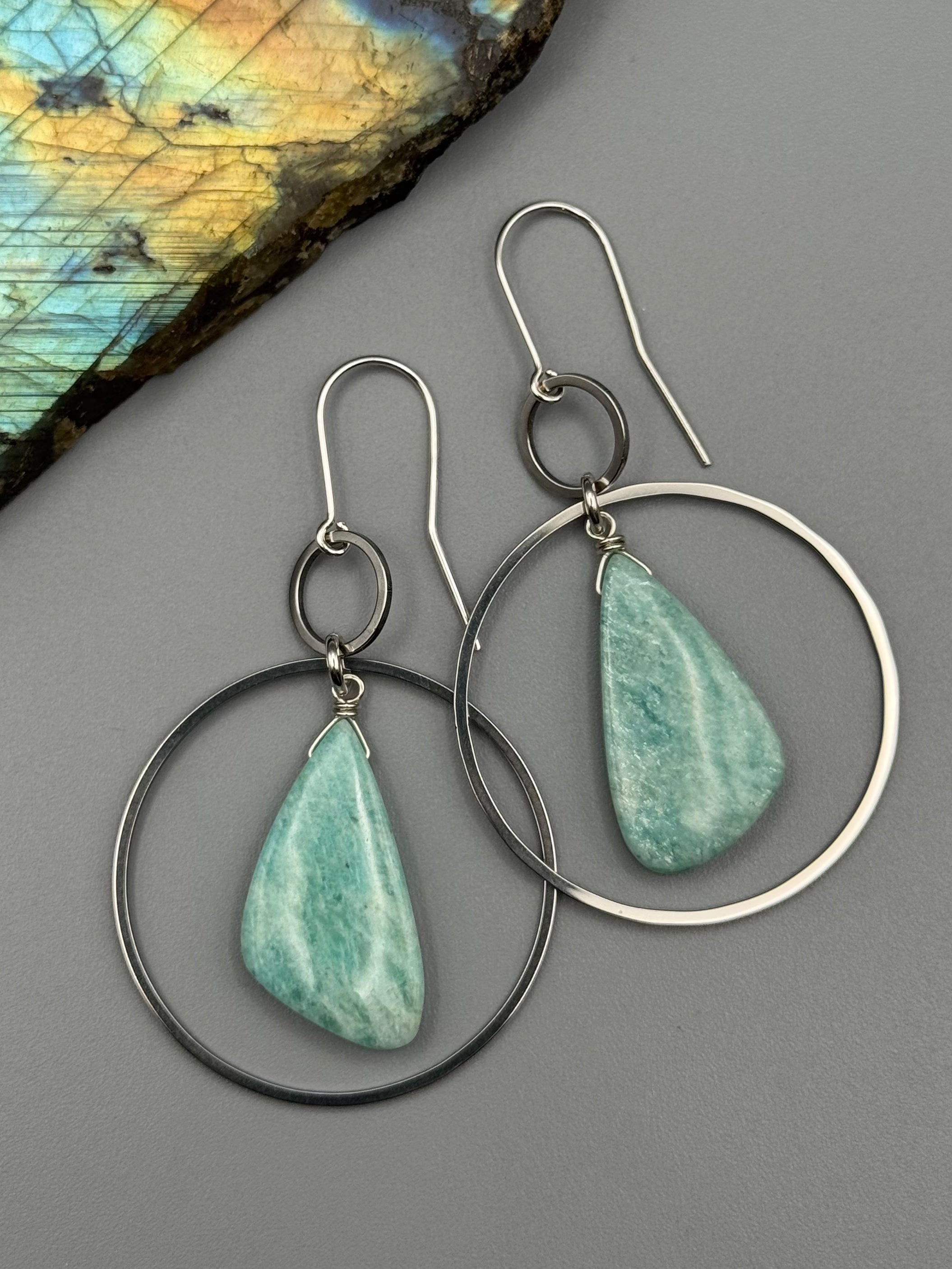 •EQUA-LUNA• amazonite wing + silver earrings