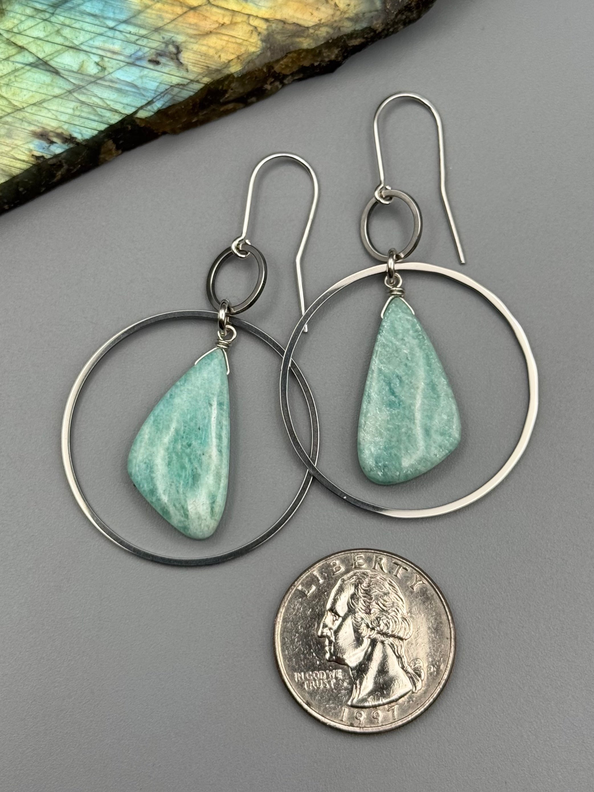 •EQUA-LUNA• amazonite wing + silver earrings