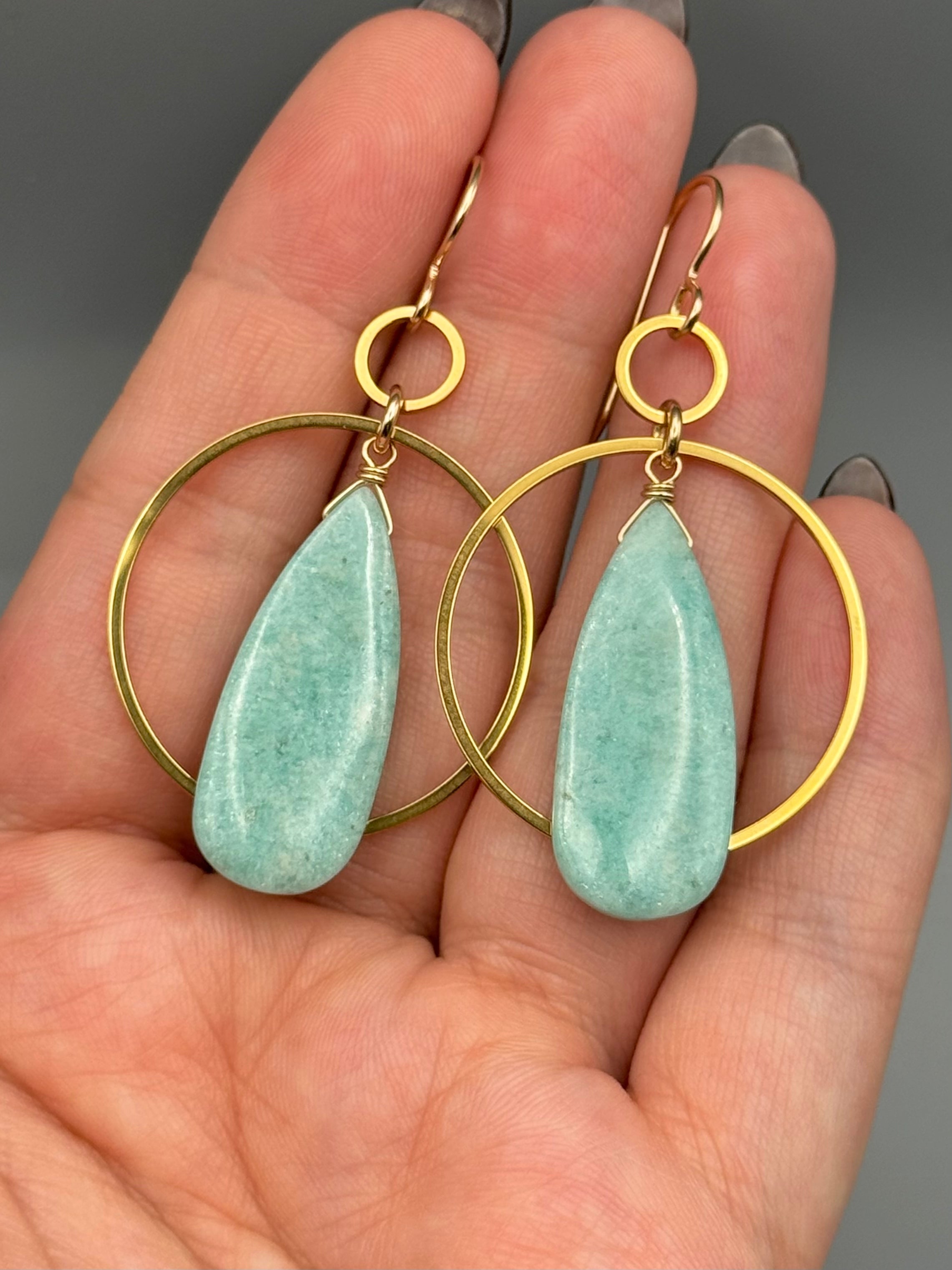 •EQUA-ORBIT• amazonite tear + gold earrings