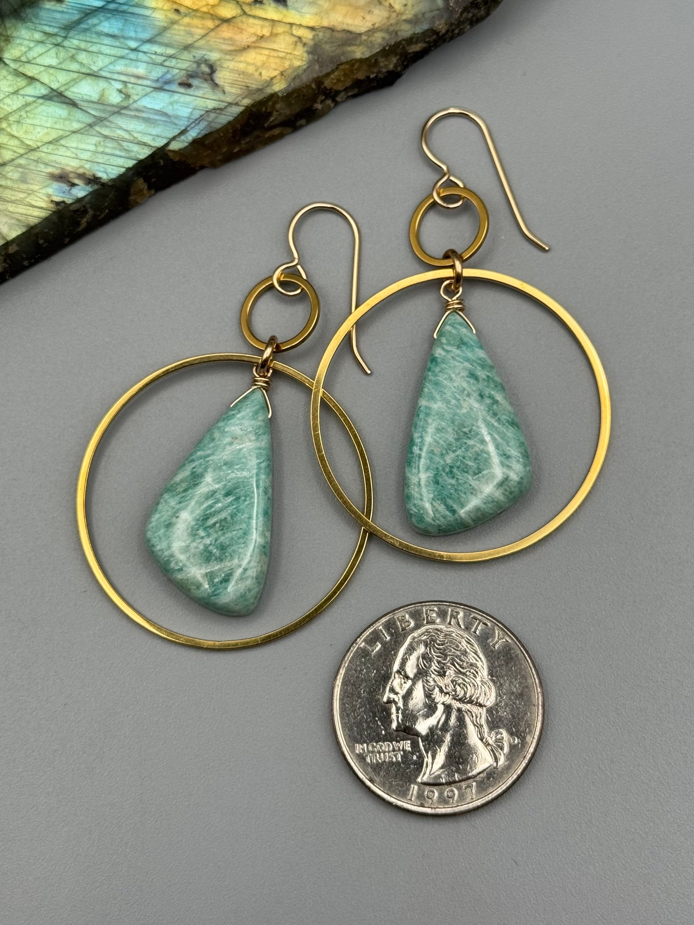 •EQUA-LUNA• amazonite wing + gold earrings