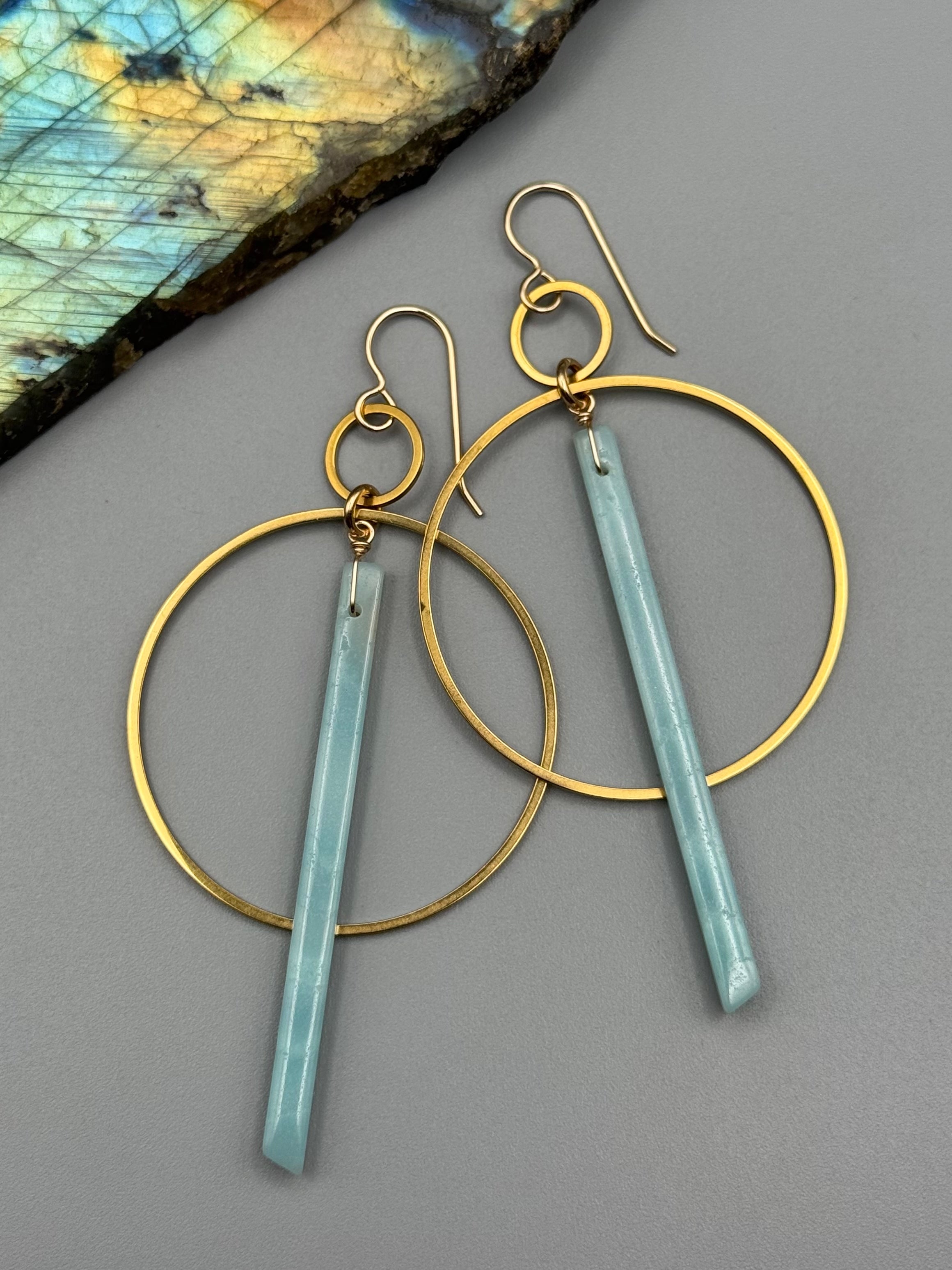 •EQUA-ORBIT• amazonite stick + gold earrings