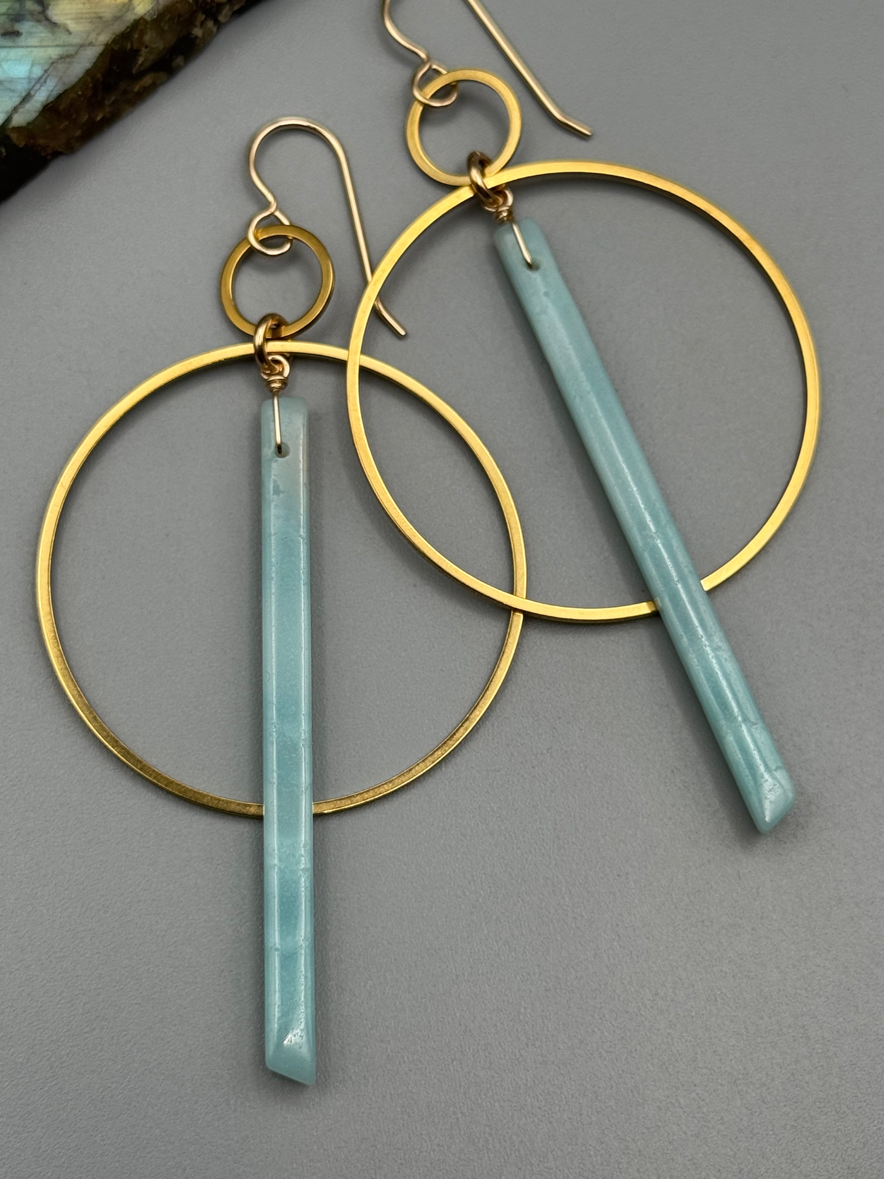 •EQUA-ORBIT• amazonite stick + gold earrings