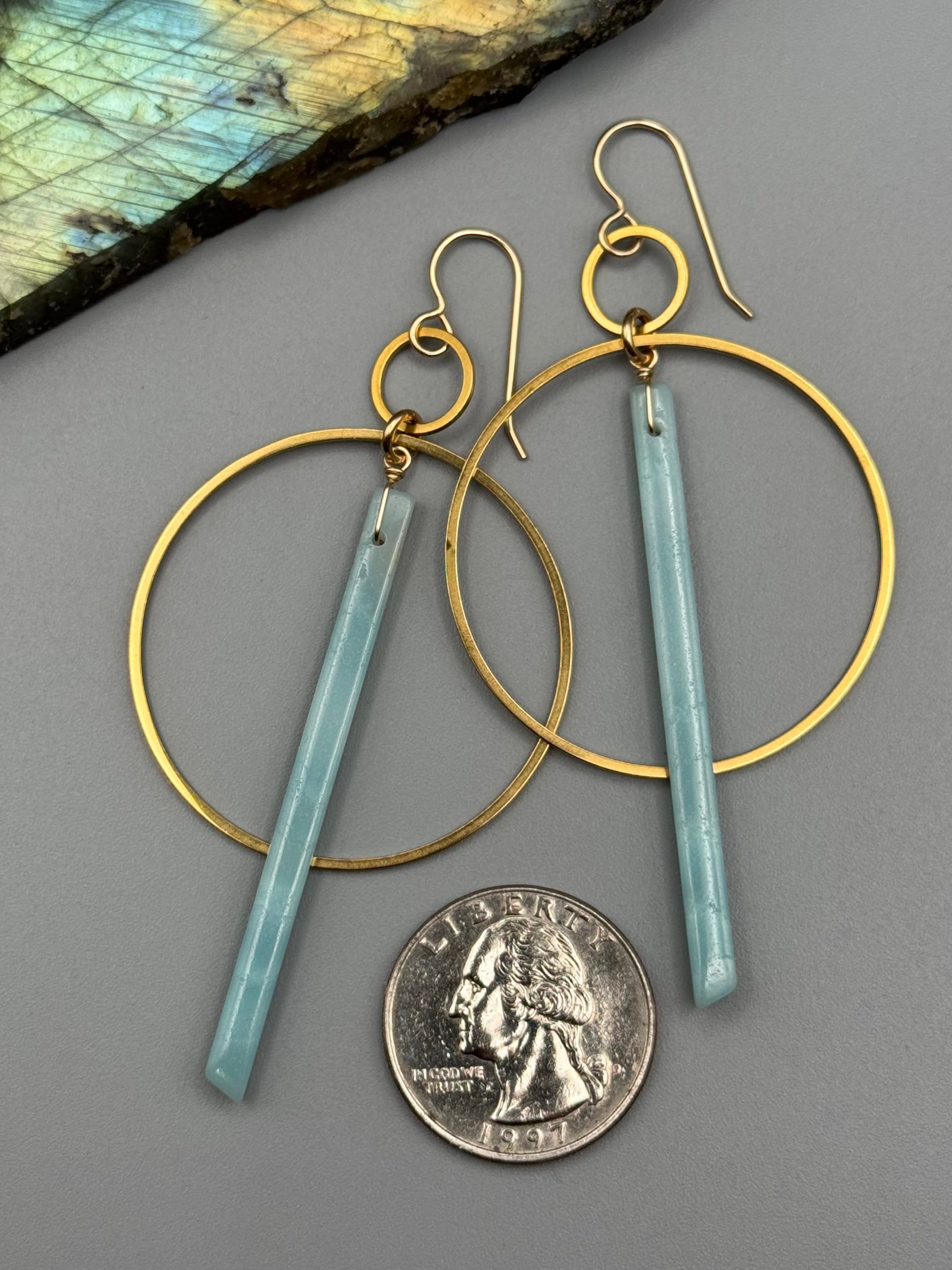 •EQUA-ORBIT• amazonite stick + gold earrings