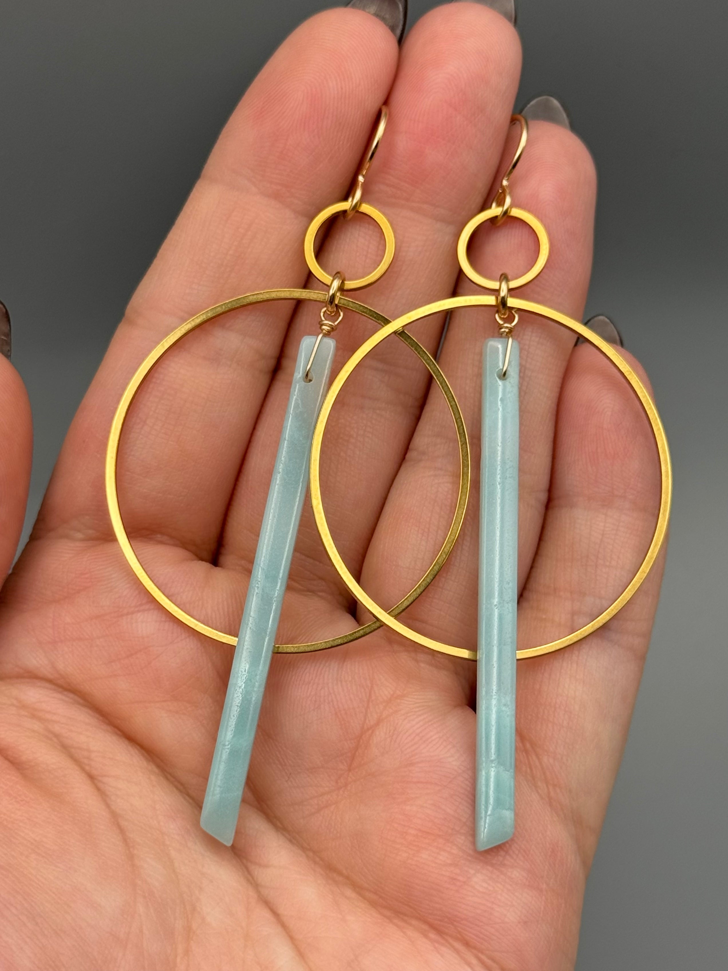 •EQUA-ORBIT• amazonite stick + gold earrings