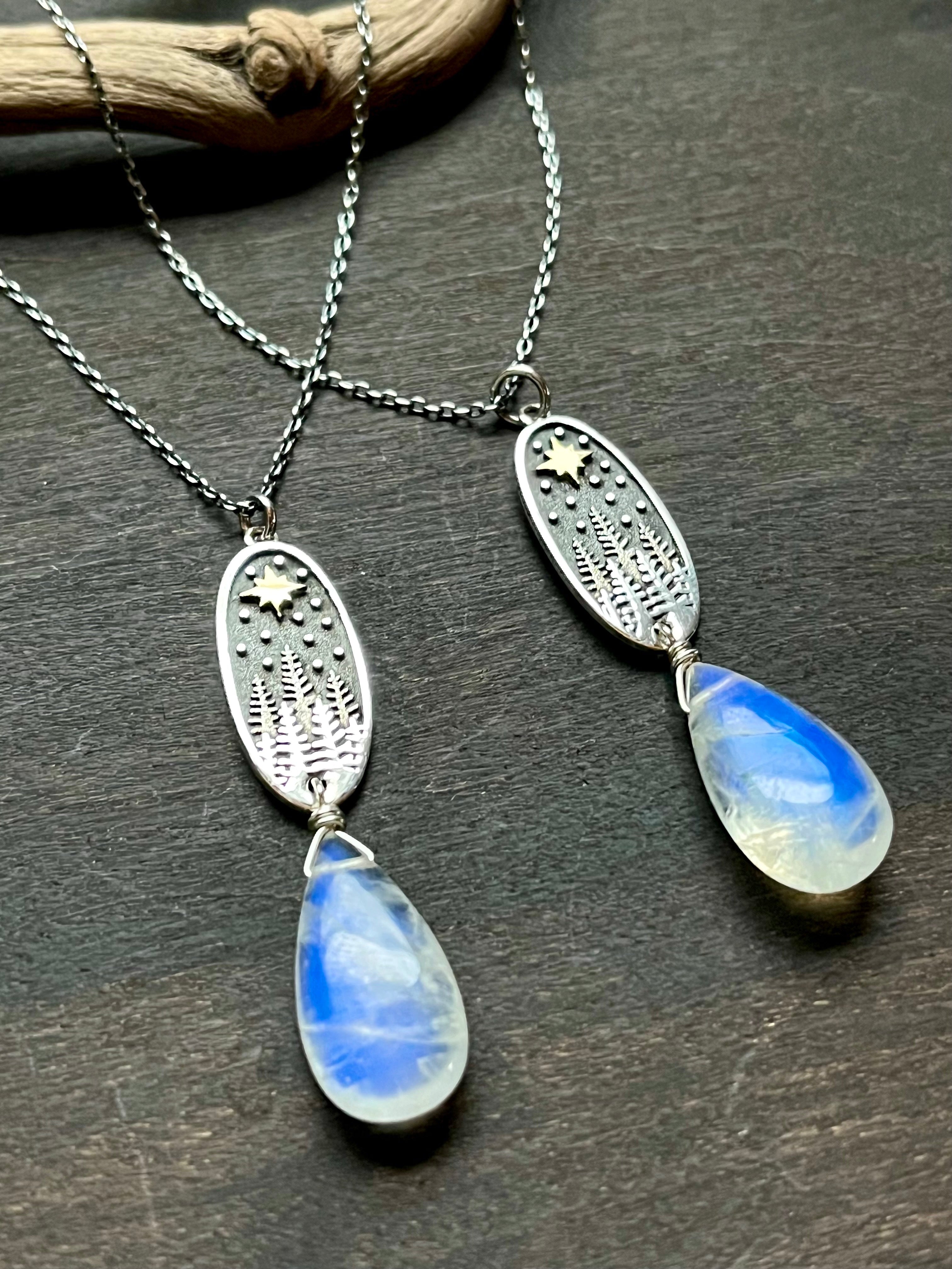 •COVE• rainbow moonstone + cosmic cove coin + mixed metal necklace (18"-20")