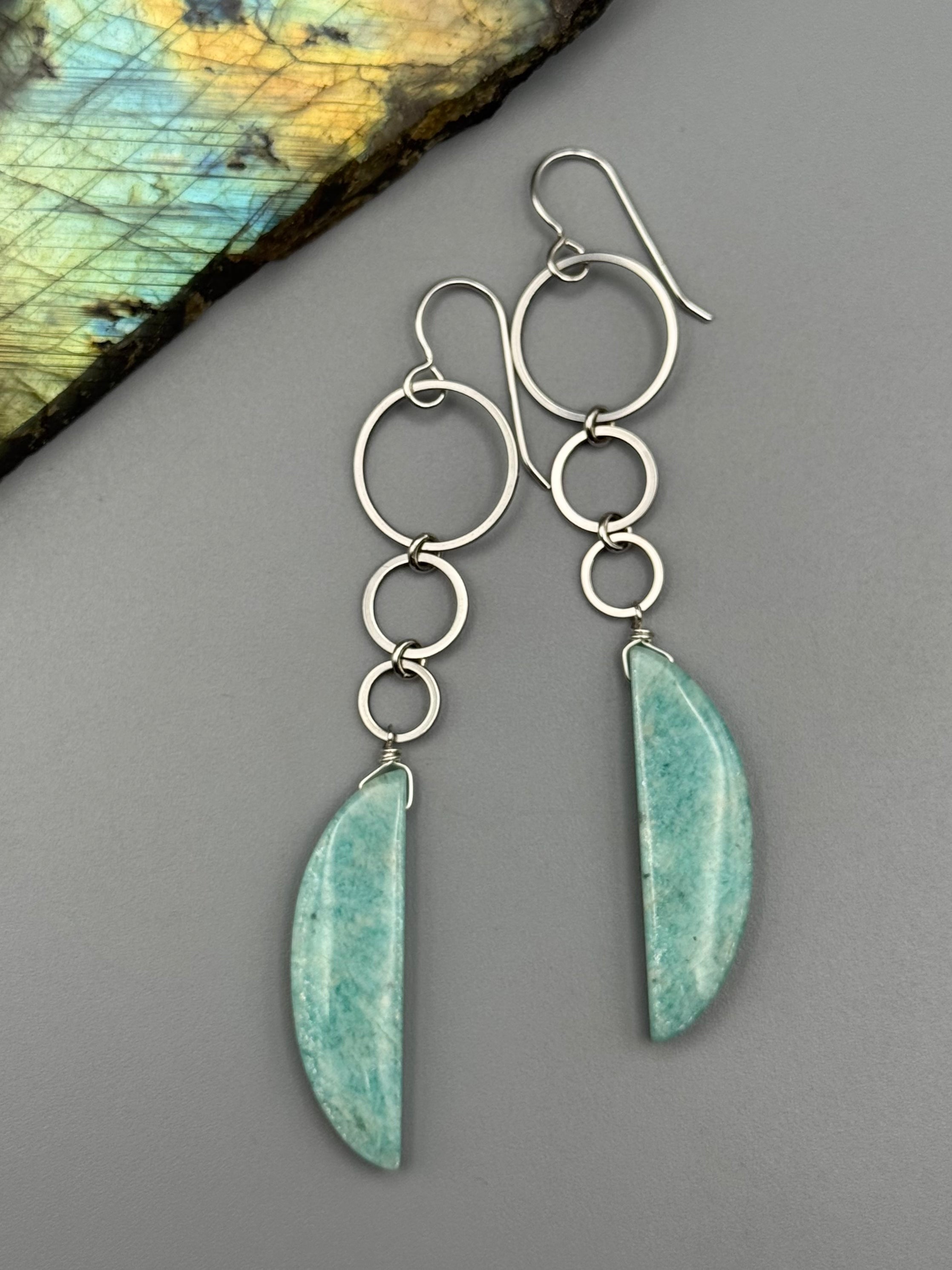 •6 OF CUPS• amazonite crescent + silver earrings
