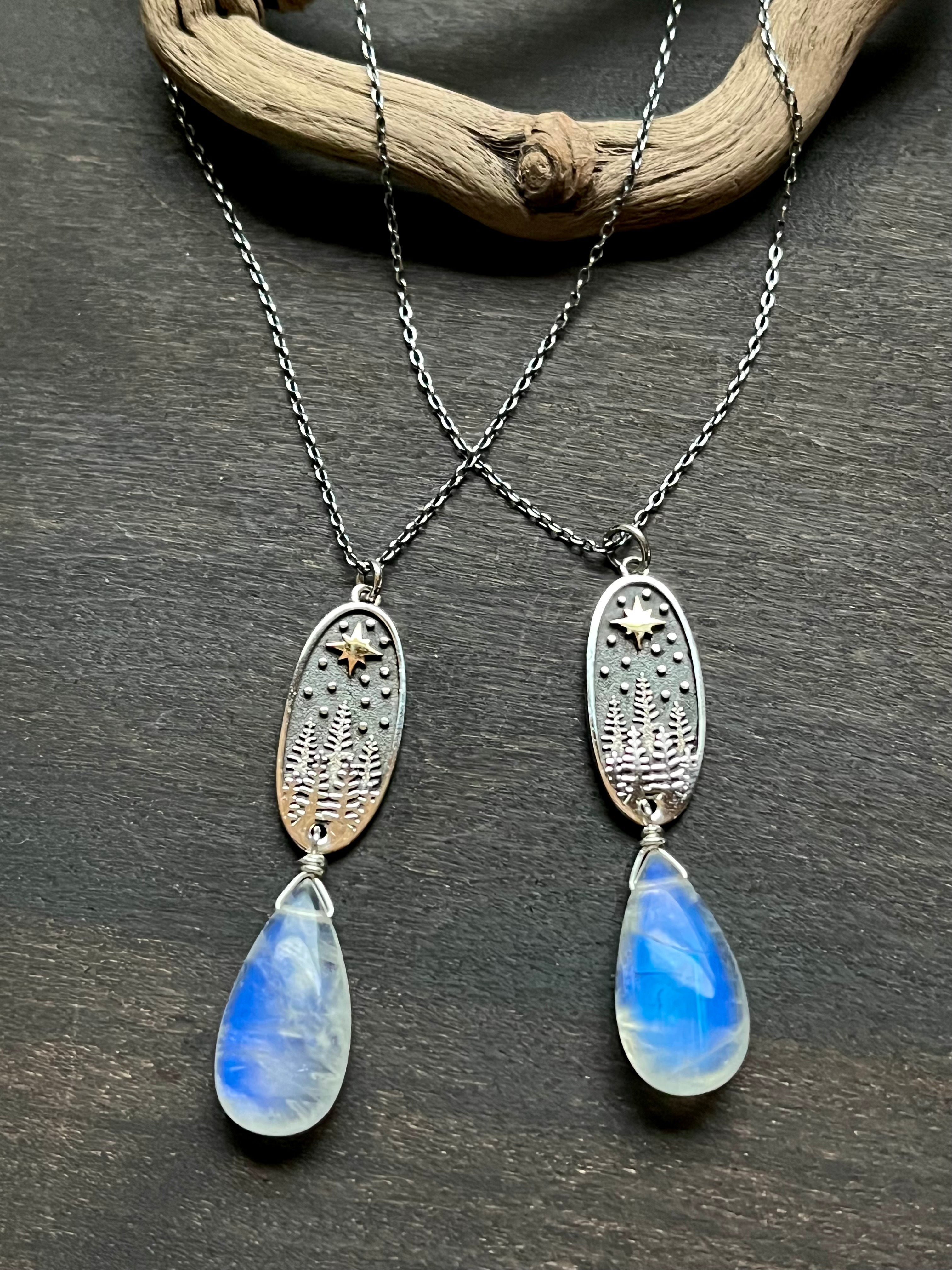 •COVE• rainbow moonstone + cosmic cove coin + mixed metal necklace (18"-20")